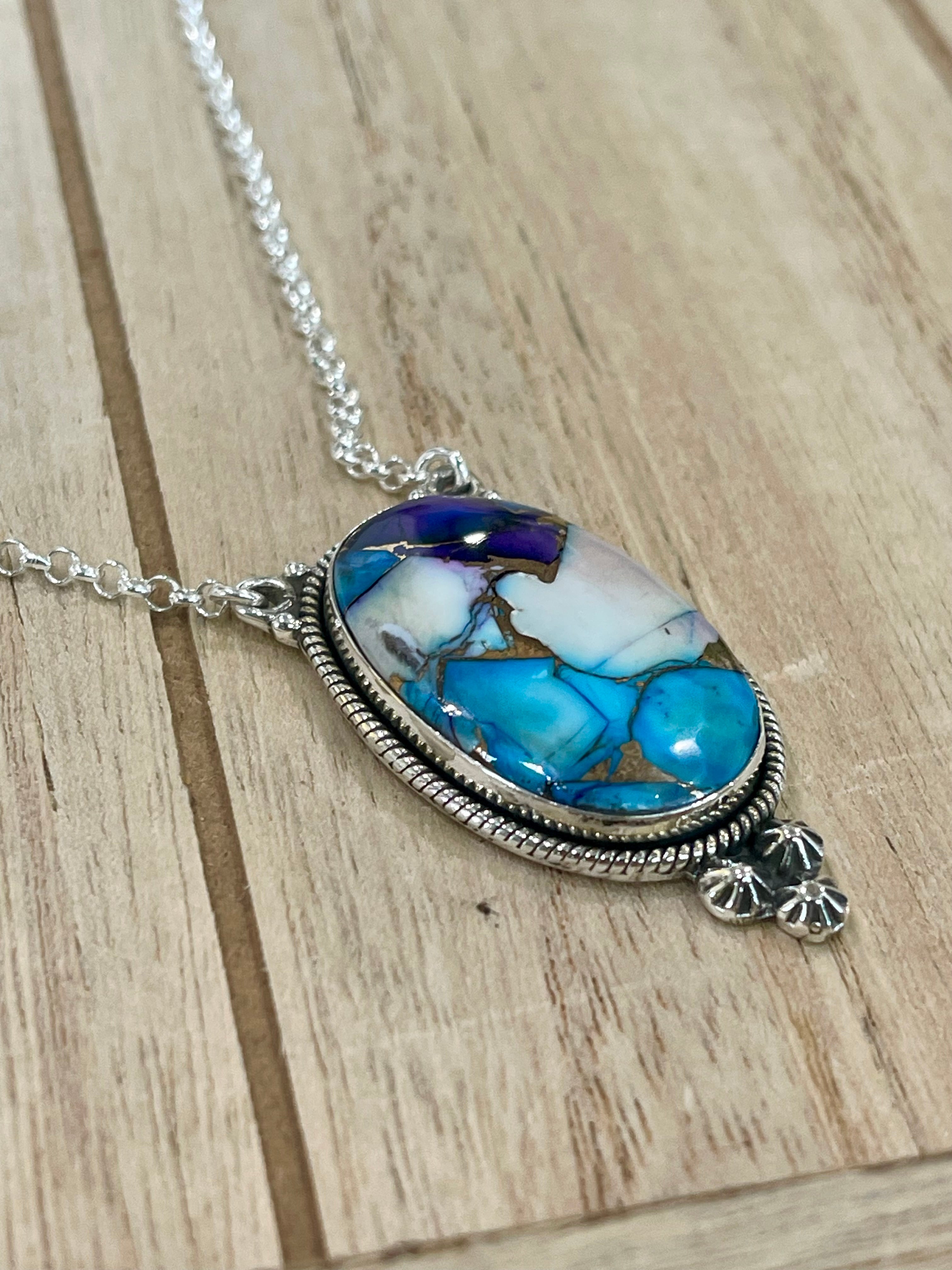 Handmade Sterling Silver & Purple Dream Mojave Heart Necklace