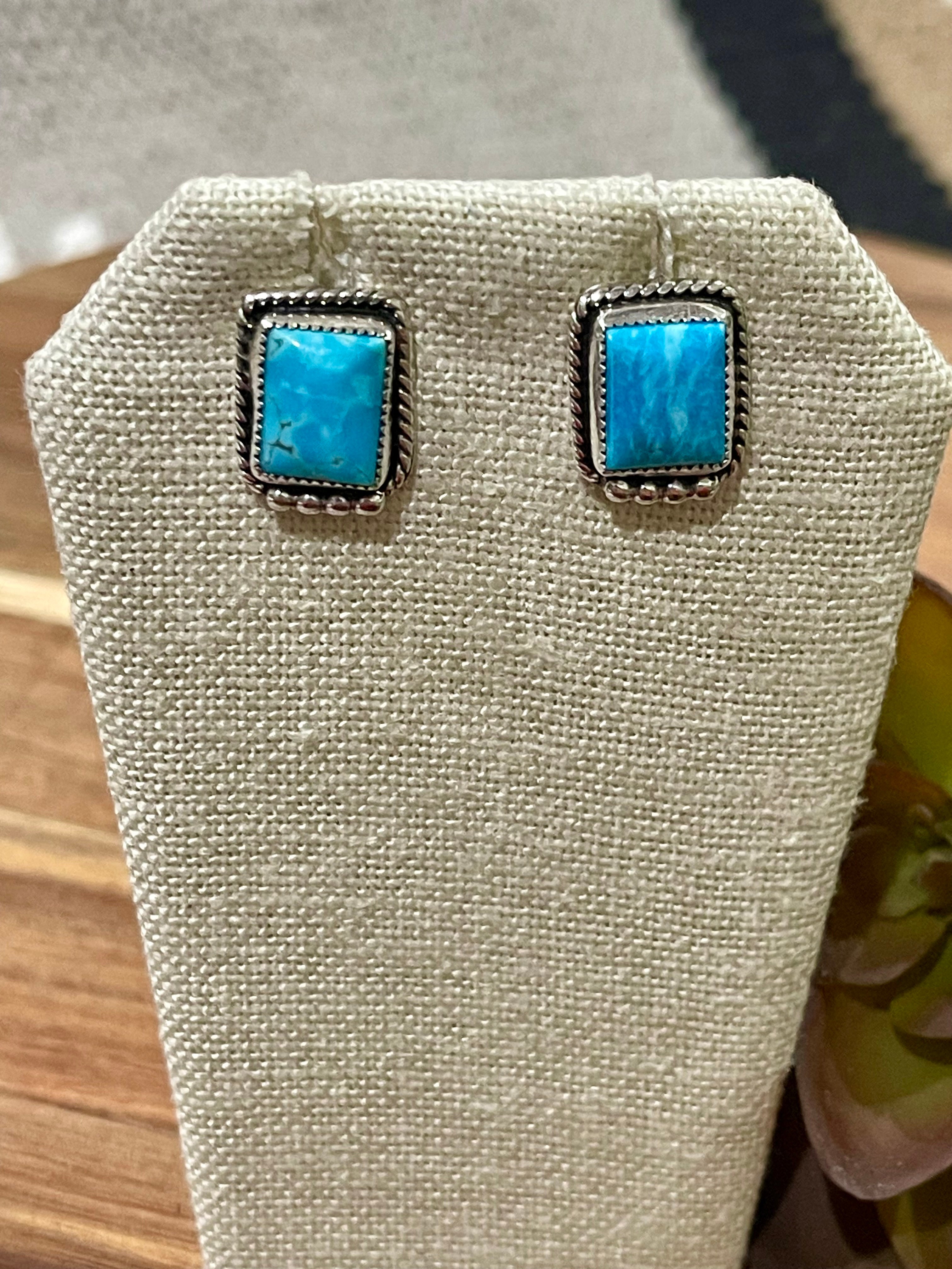 Navajo Sterling Silver & Turquoise Stud Earrings