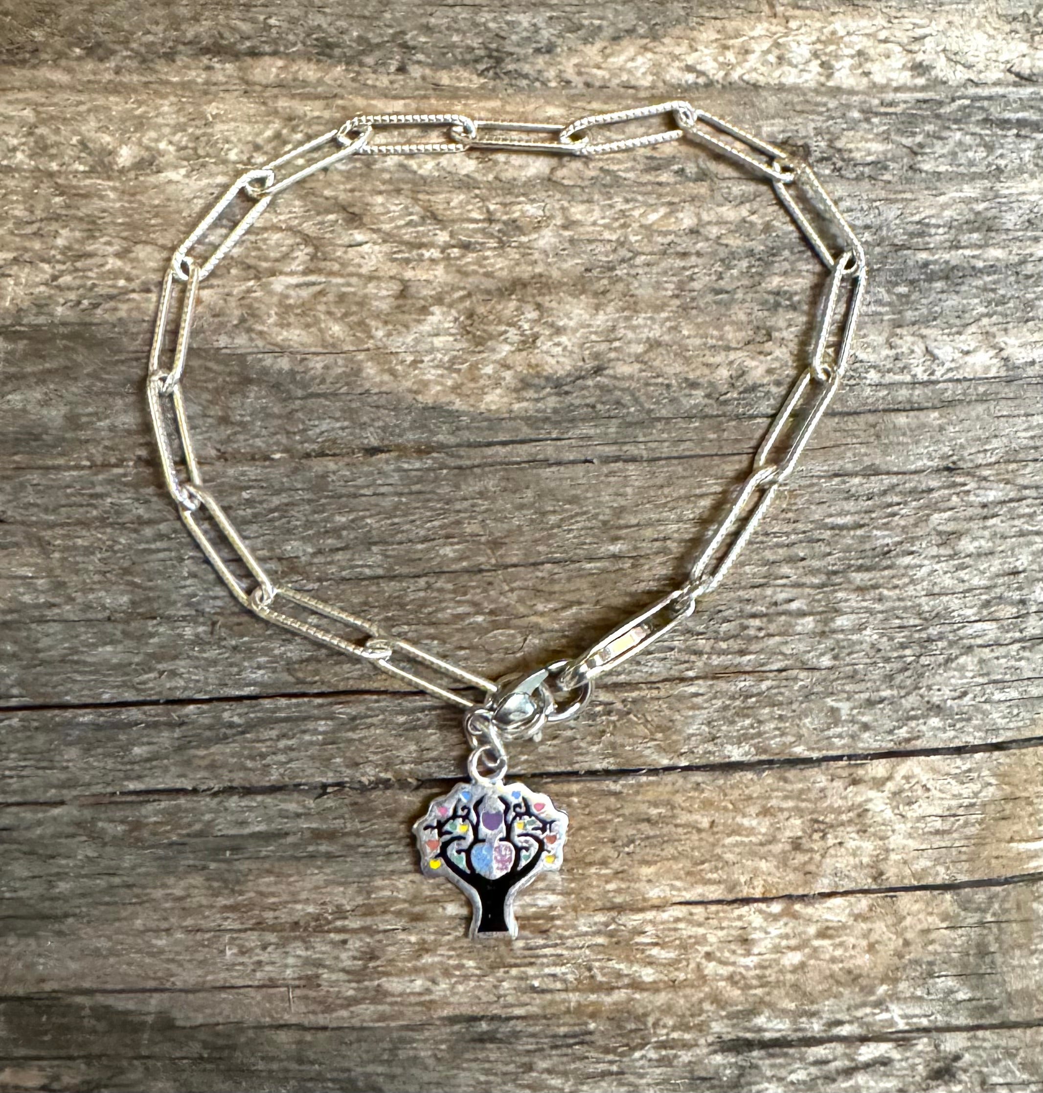 Multicolored Sterling Silver ￼Tree Charm