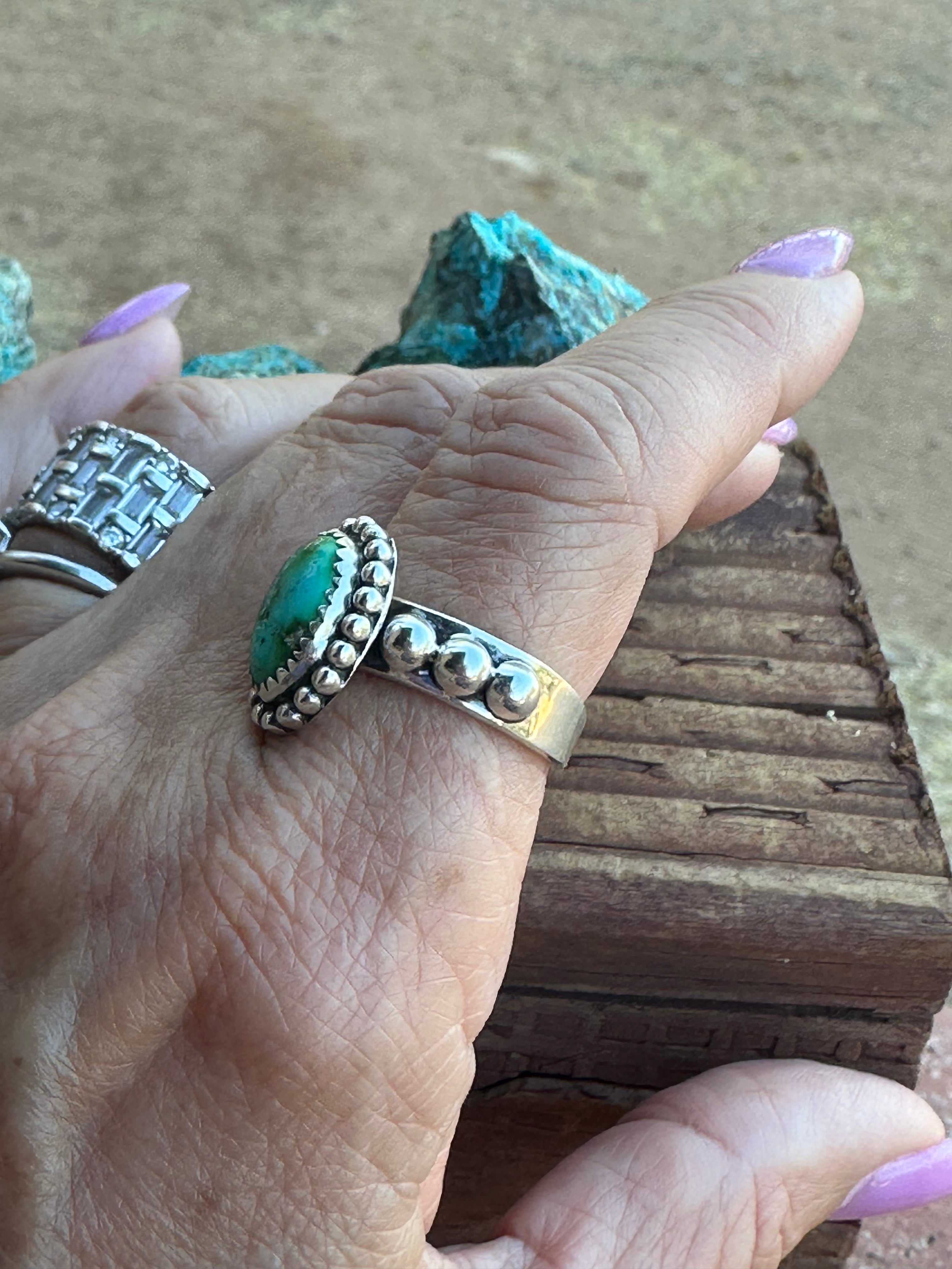 Handmade Sonoran Mountain Turquoise And Sterling Silver Adjustable Ring