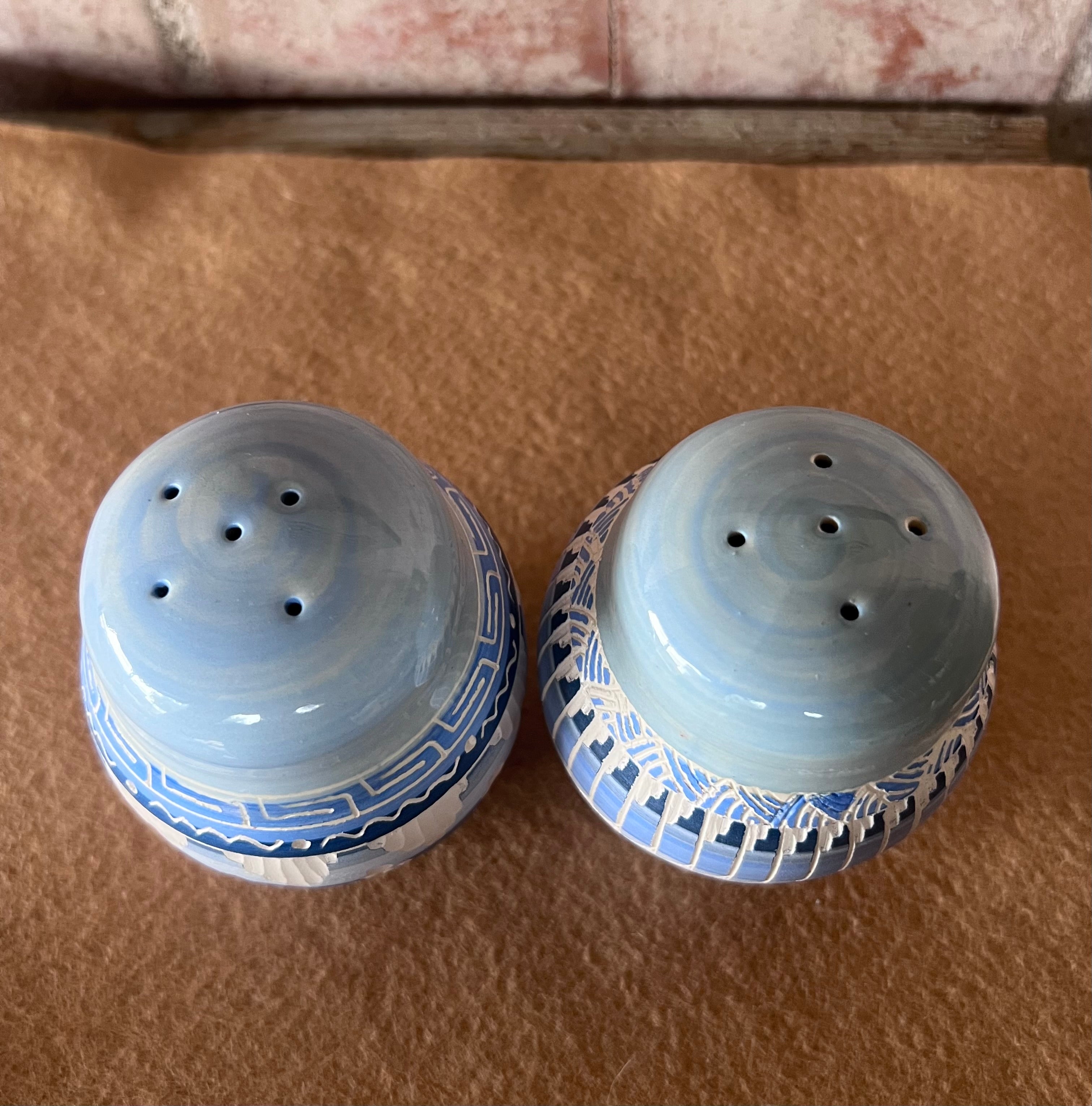 Handcrafted Blue Salt & Pepper Shakers “Cassandra King”