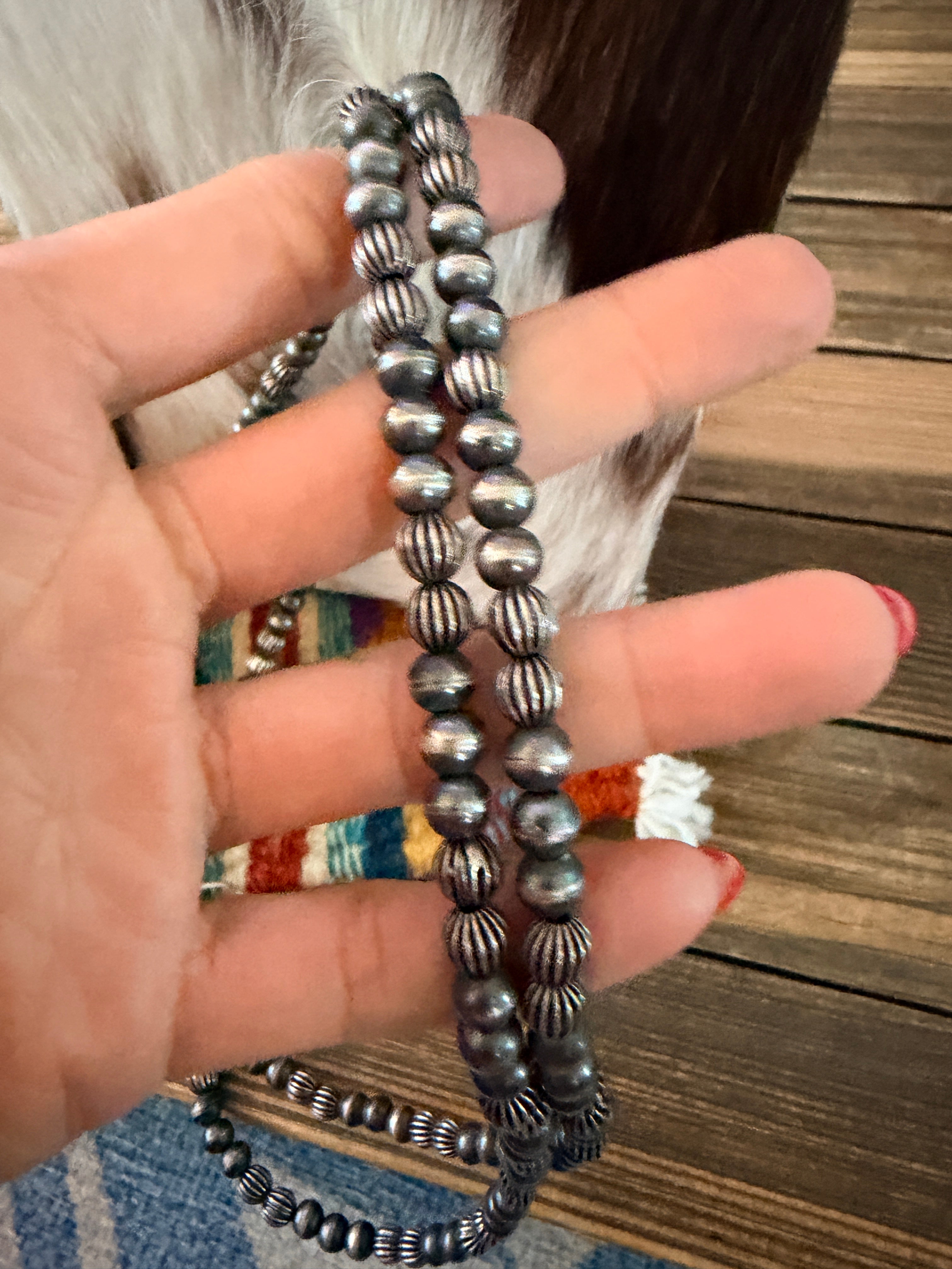 Handcrafted Sterling Silver Pearl 40” Mixed Bead Necklace