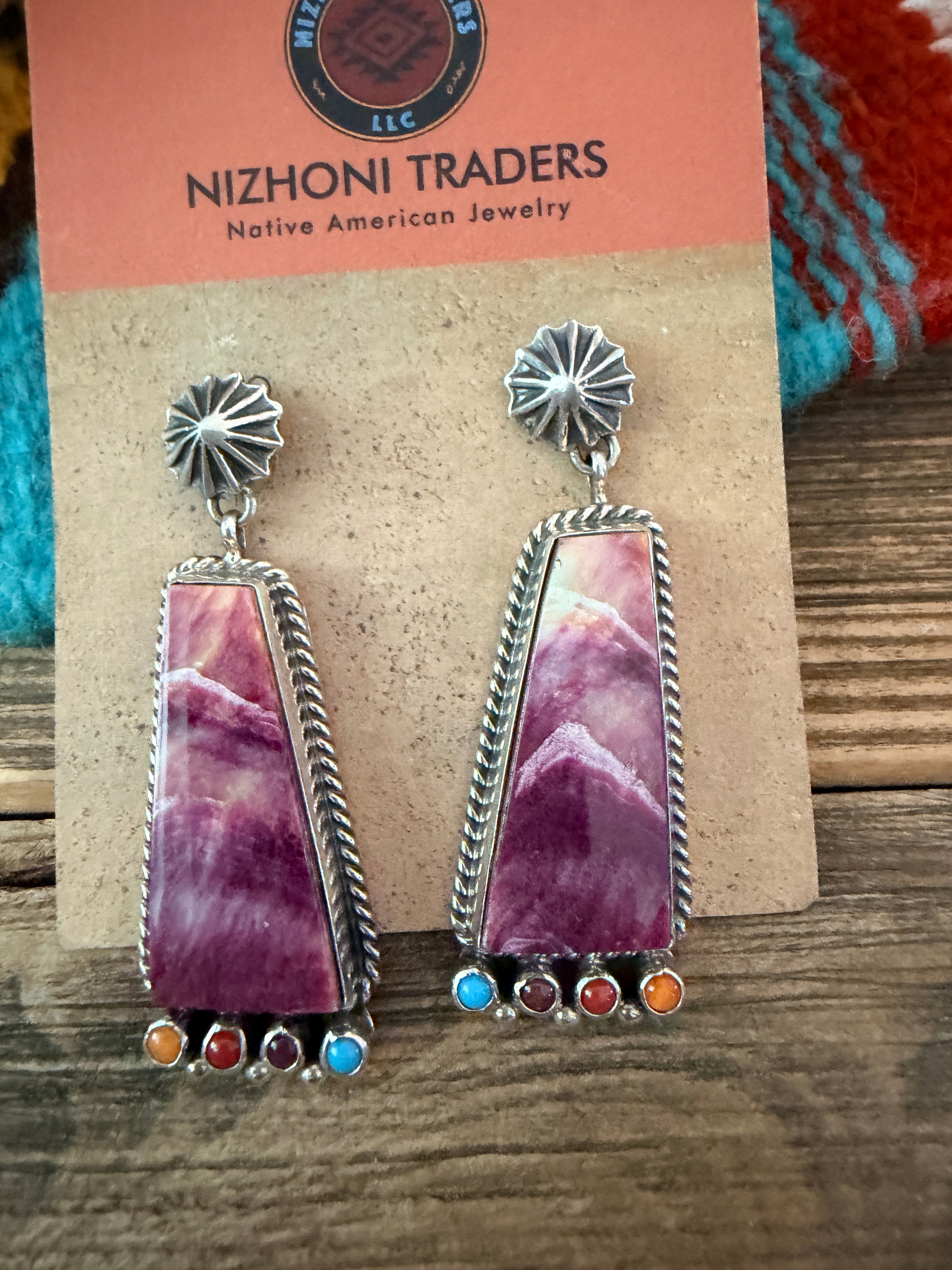 Handcrafted Multi Stone & Sterling Silver Dangle Earrings