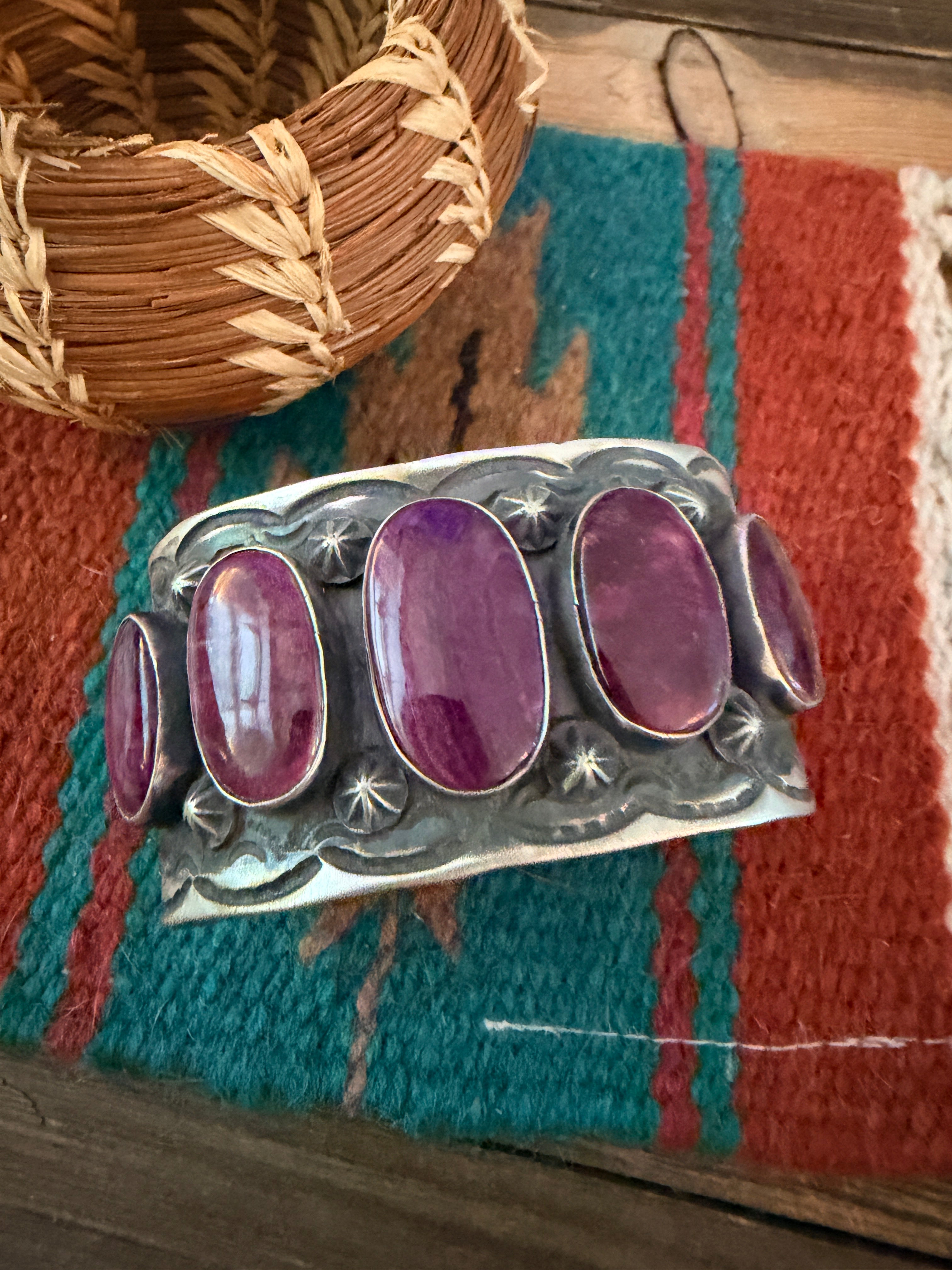 Handcrafted Purple Spiny & Sterling Silver Cuff Bracelet by Chimney Butte