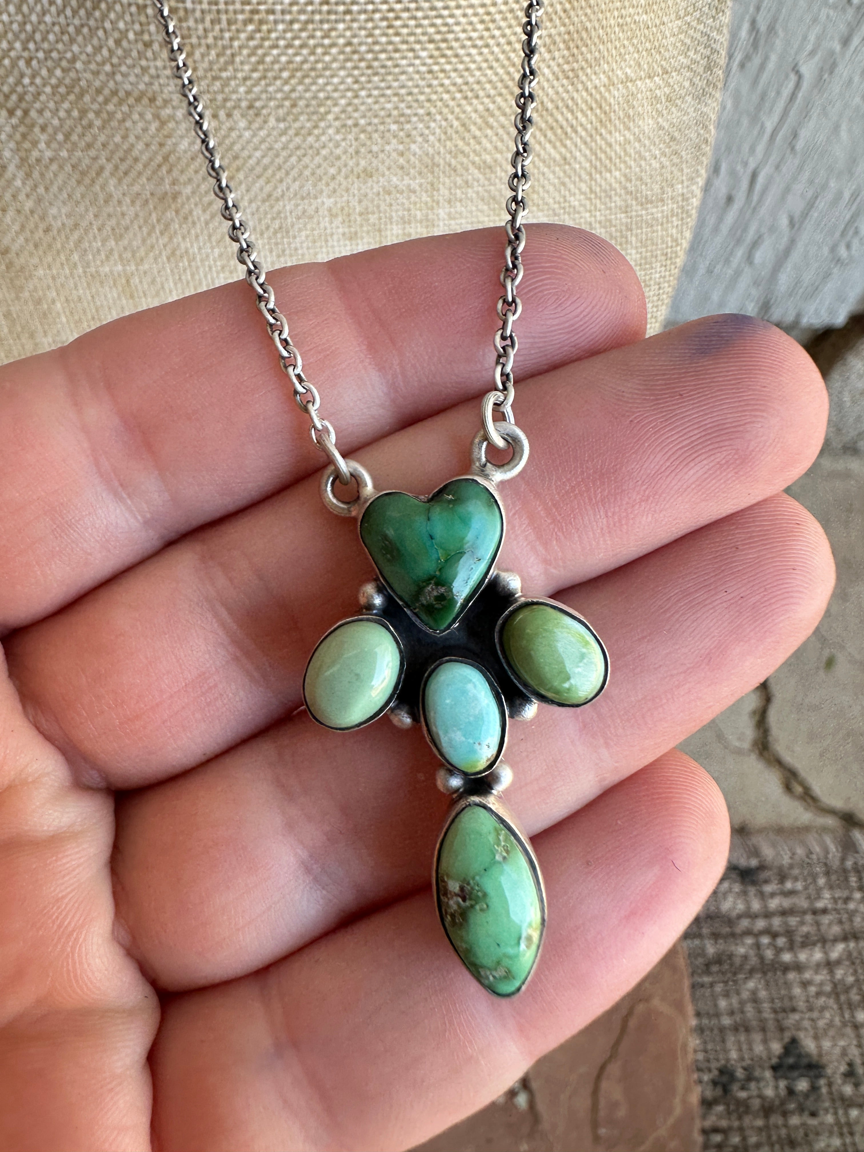 Beautiful Handmade Sterling Silver & Sonoran Mountain Turquoise Heart Necklace