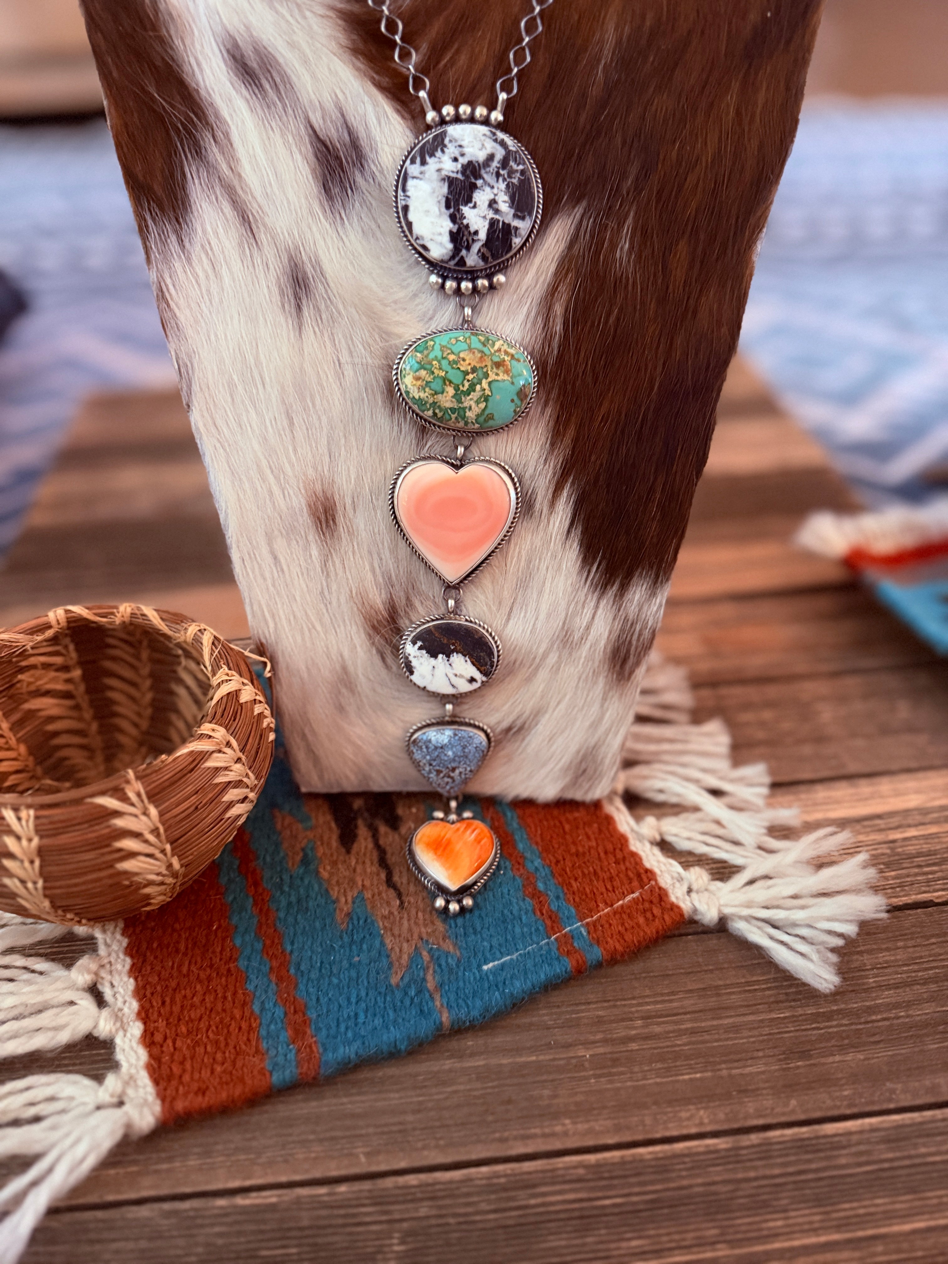 Handcrafted Multi Stone & Sterling Silver Lariat Necklace by Vicky Hicks