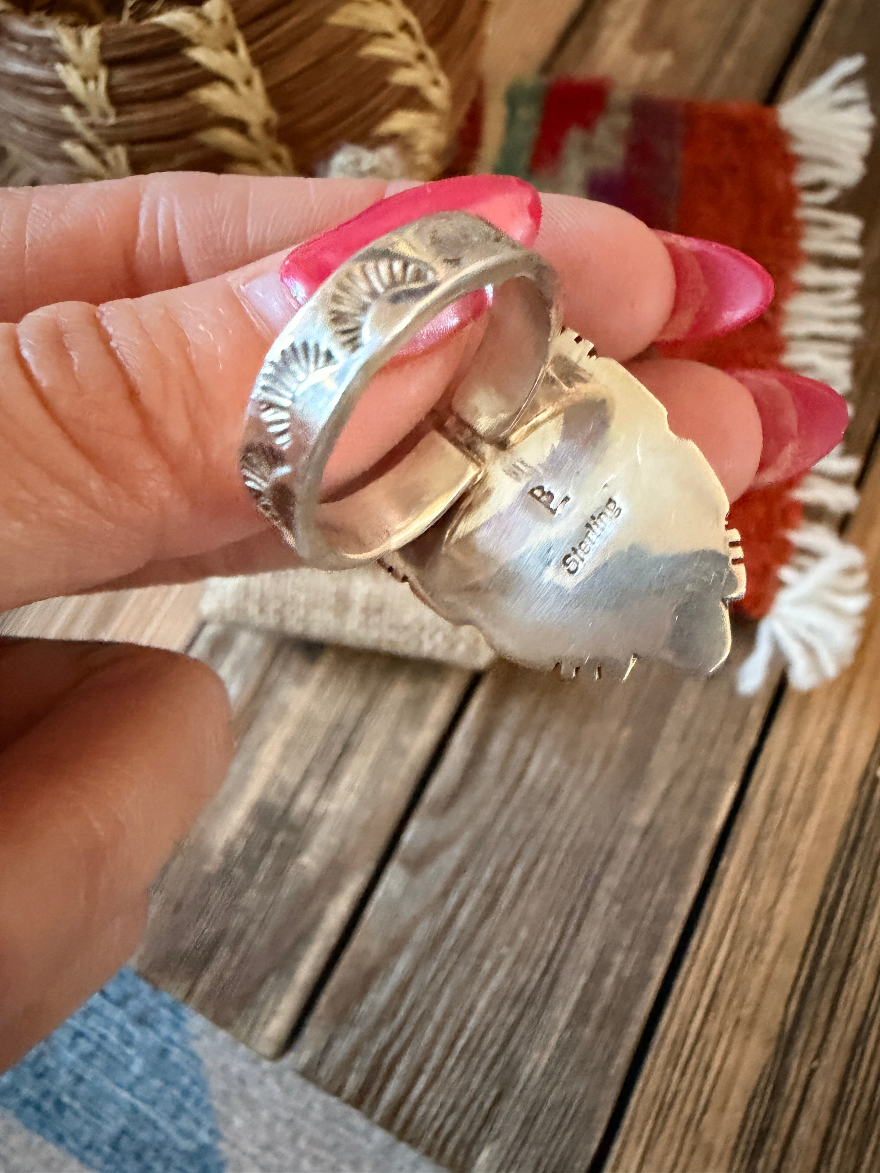 Handcrafted Turquoise & Sterling Silver Adjustable Ring