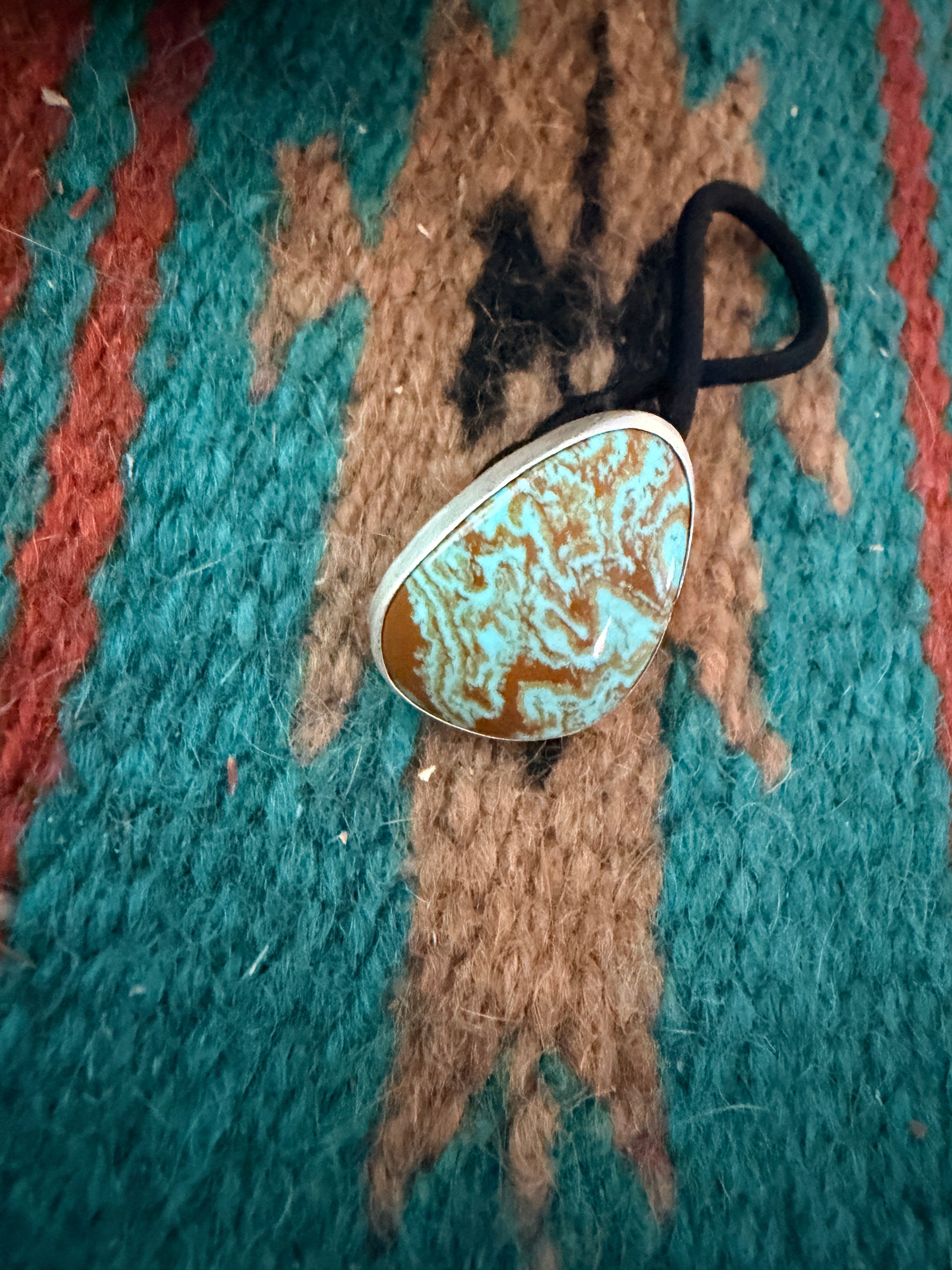 Handcrafted Turquoise & Sterling Silver Hair Tie Charm