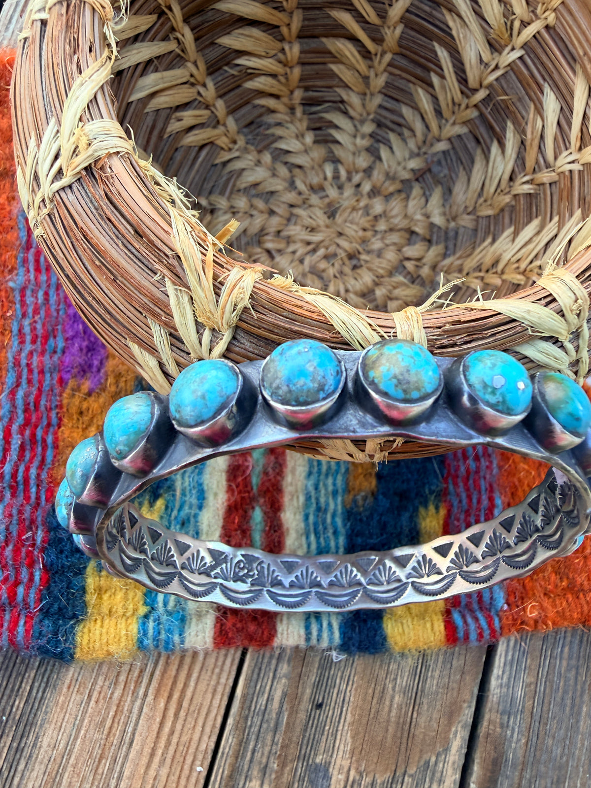 Handcrafted Turquoise & Sterling Silver Bangle Bracelet