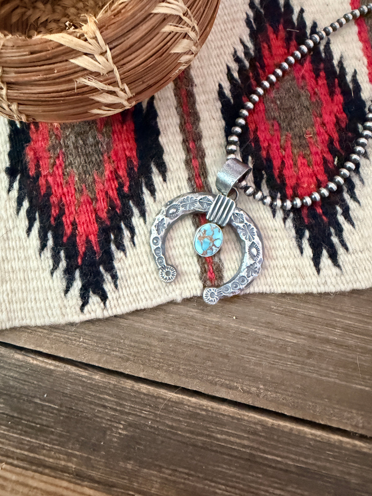 Handcrafted Sterling Silver & Golden Hills Turquoise Naja Pendant by Kevin Billah
