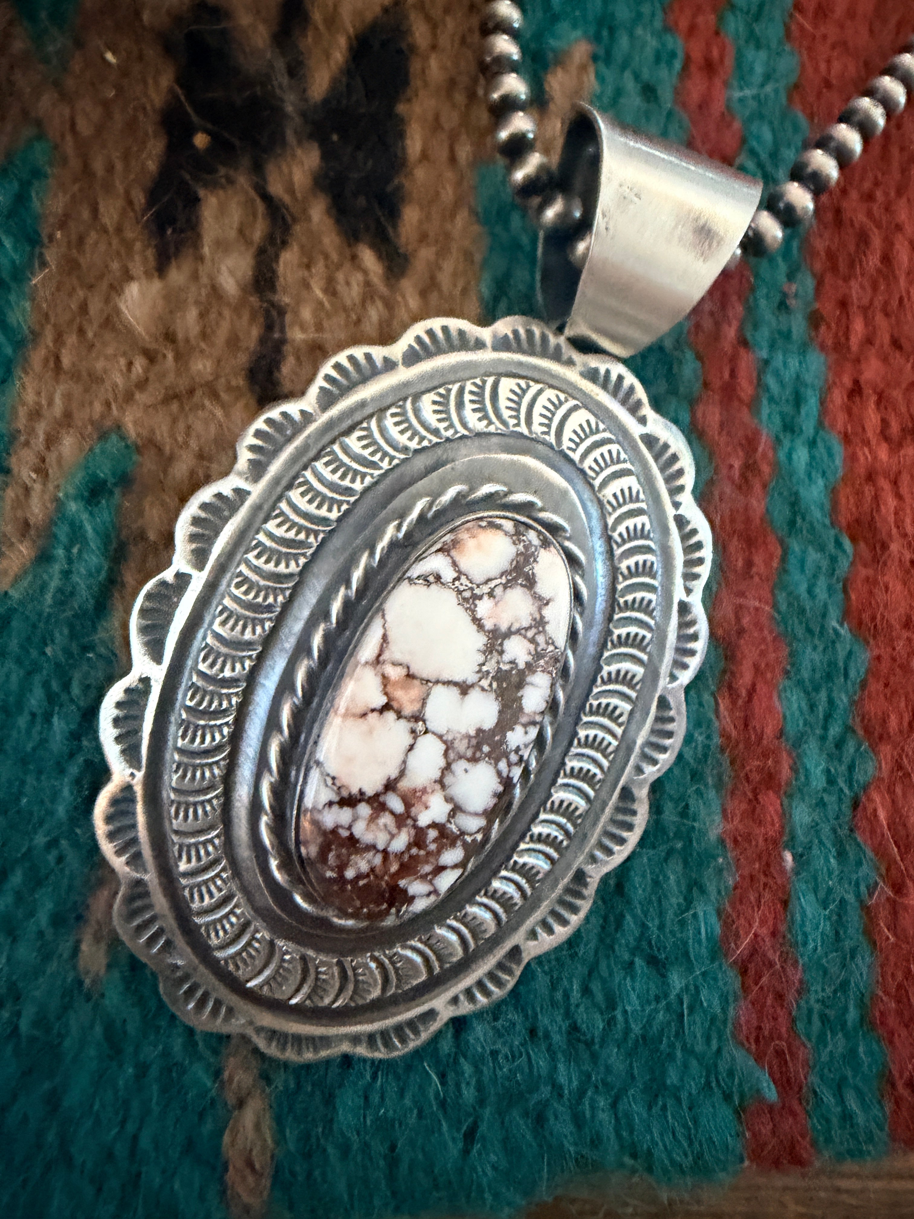 Handcrafted Sterling Silver & Wild Horse Concho Pendant by Chimney Butte