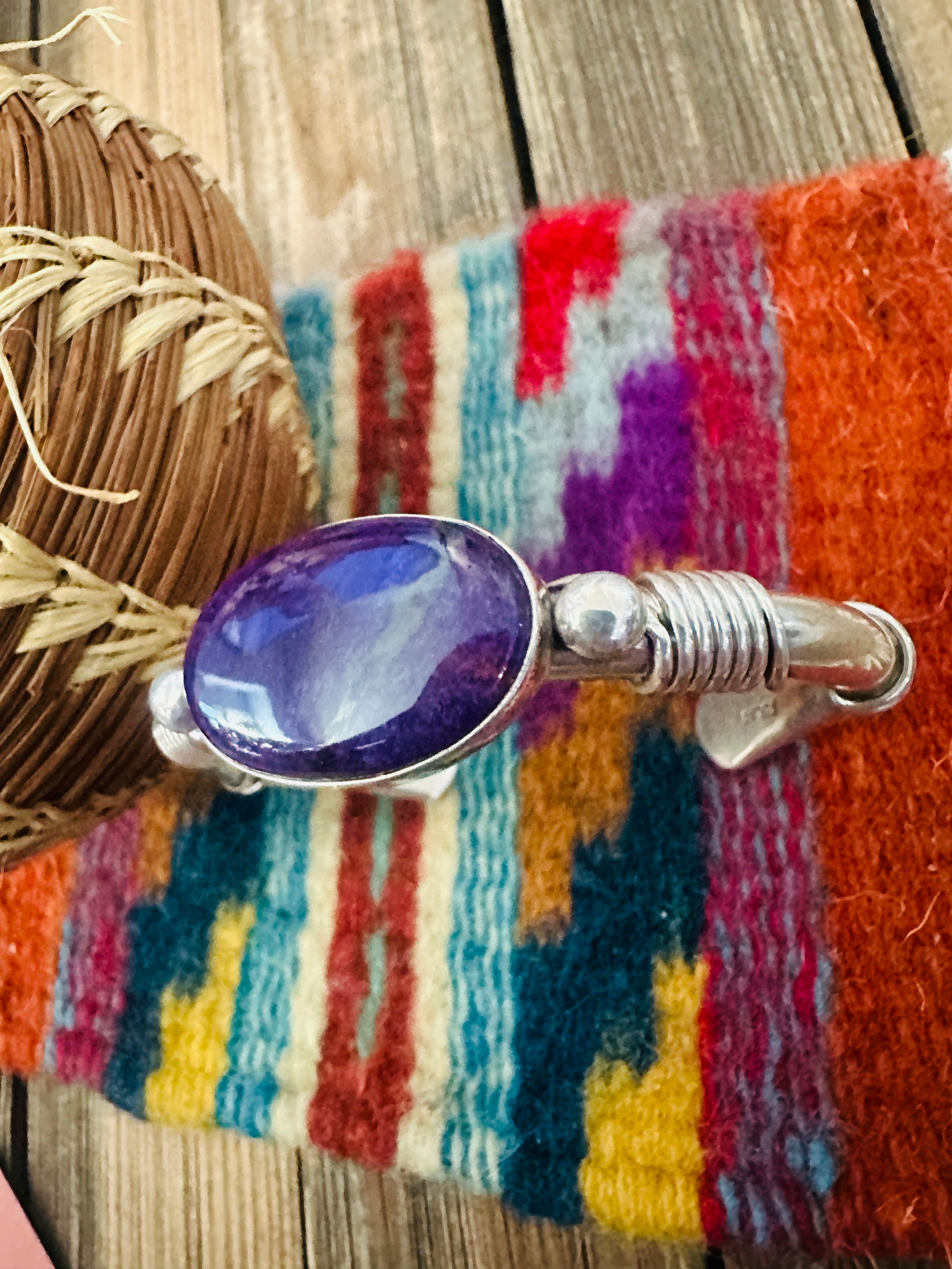 Handcrafted Sugilite & Sterling Silver Cuff Bracelet by Albert Lee