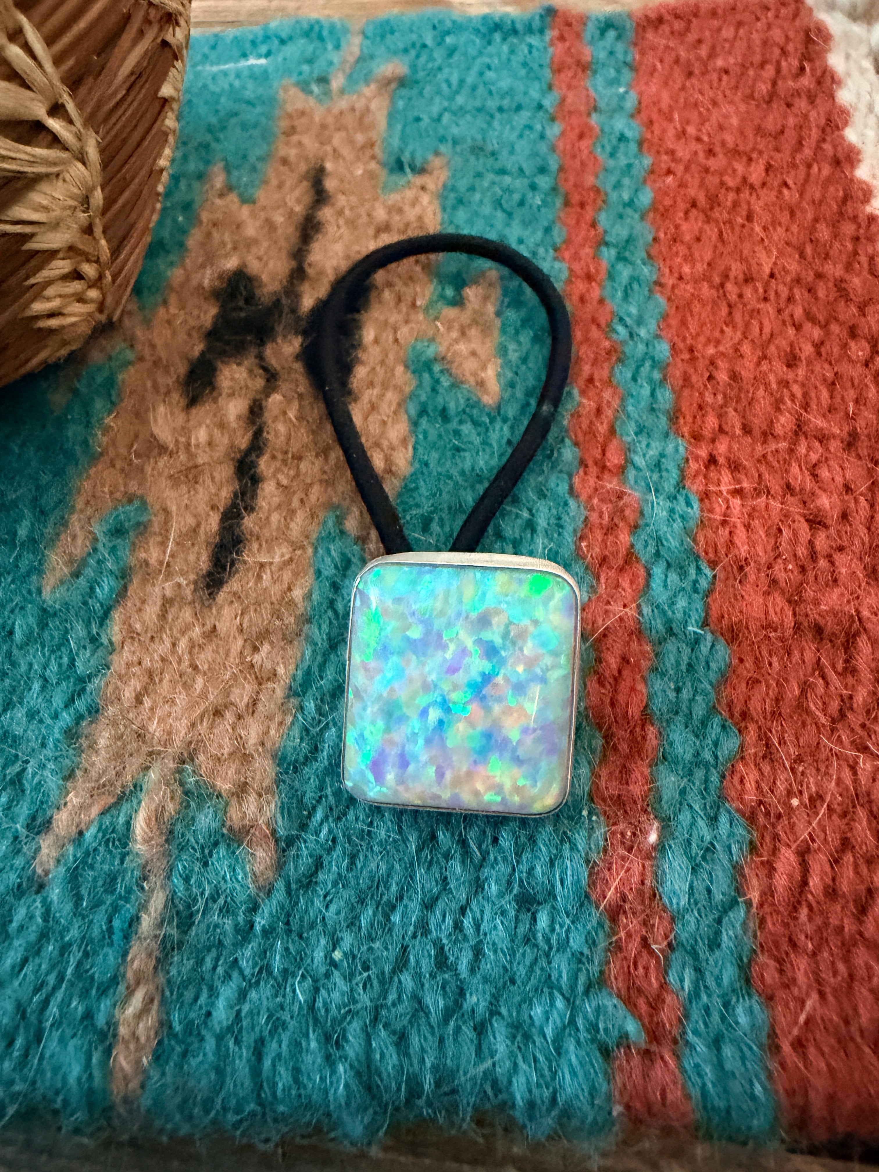 Handcrafted Opal & Sterling Silver Hair Tie