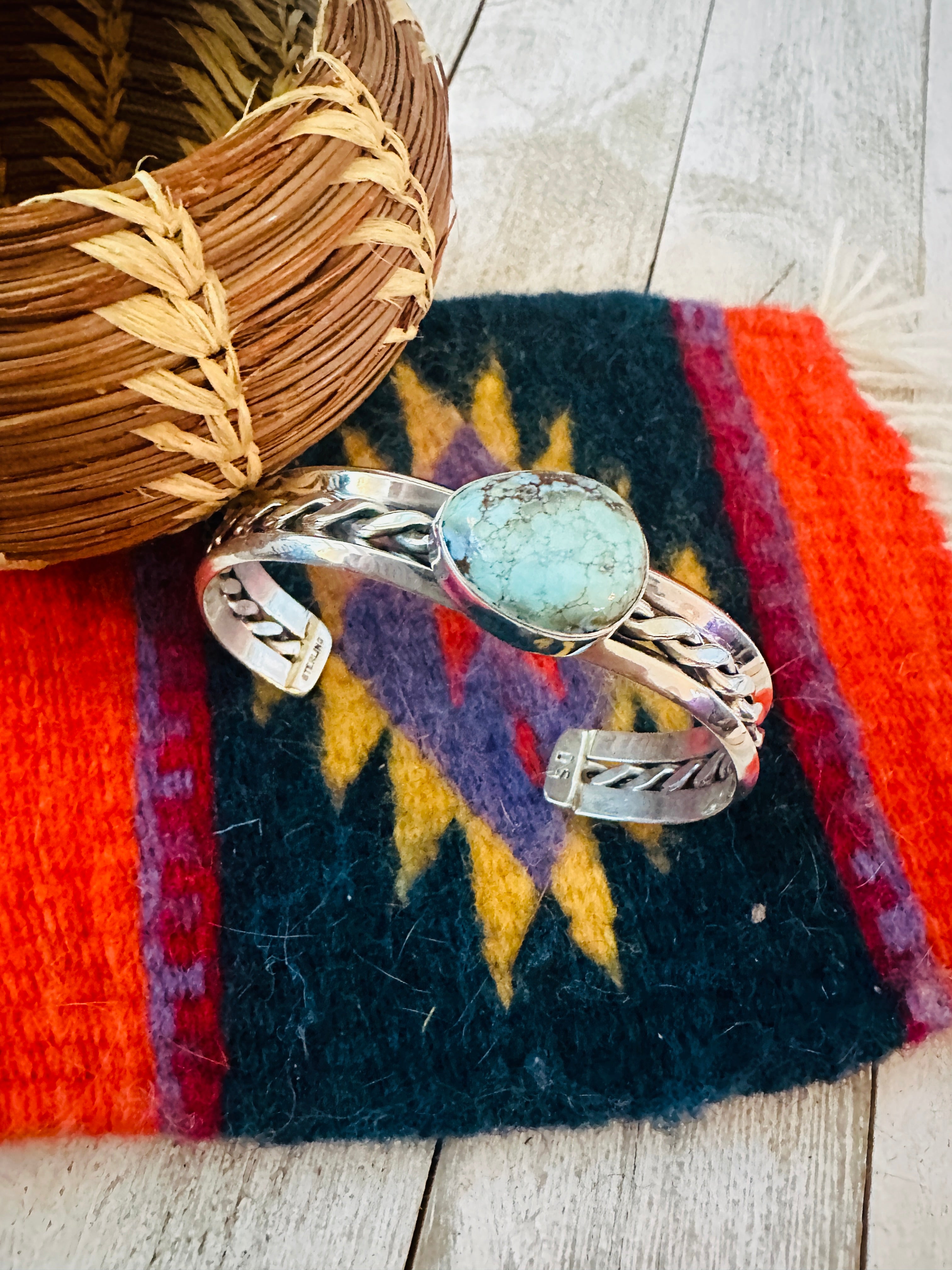 Navajo Sterling Silver & Turquoise Cuff Bracelet