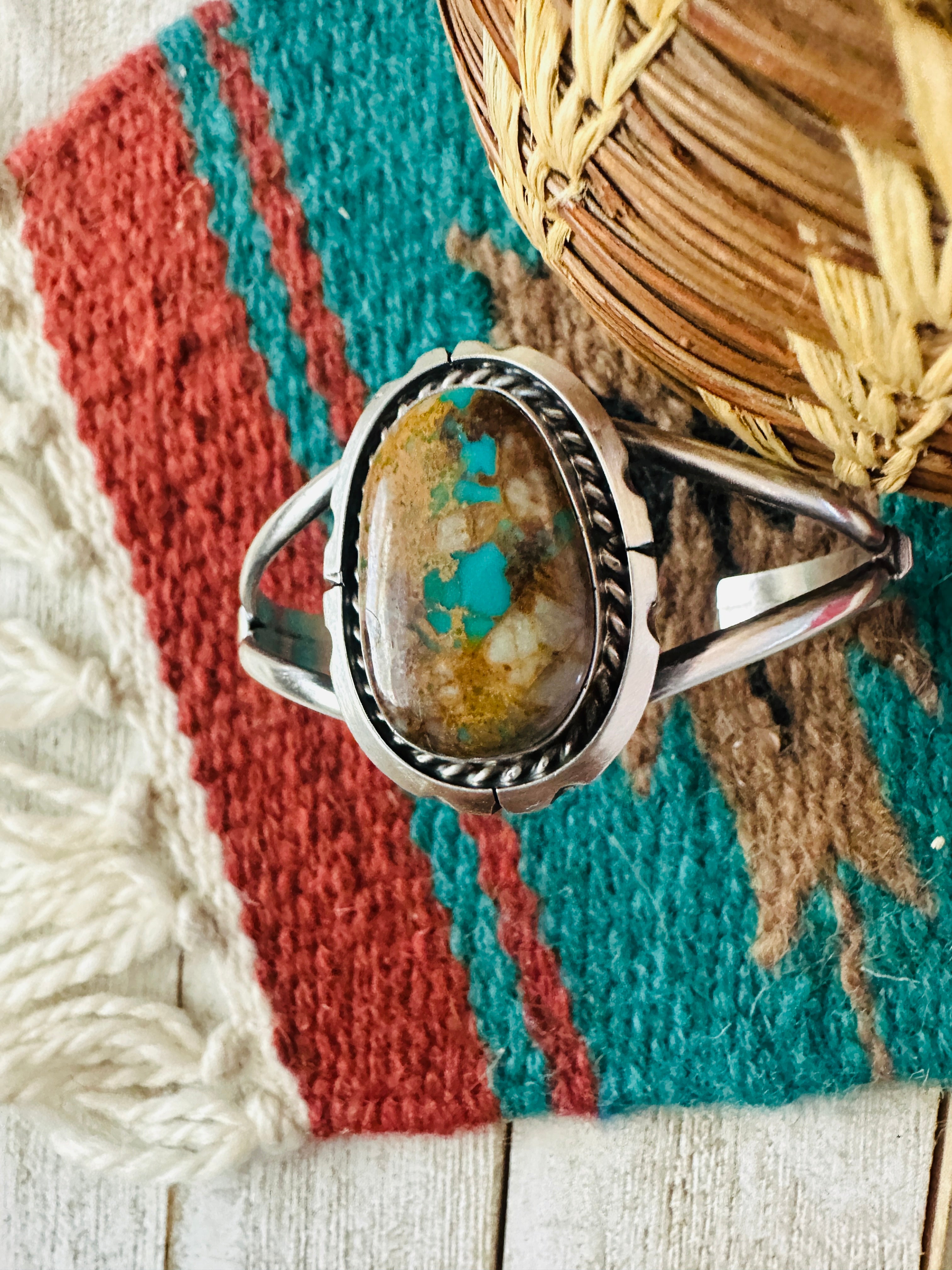 Handcrafted Sterling Silver & Royston Turquoise Cuff Bracelet