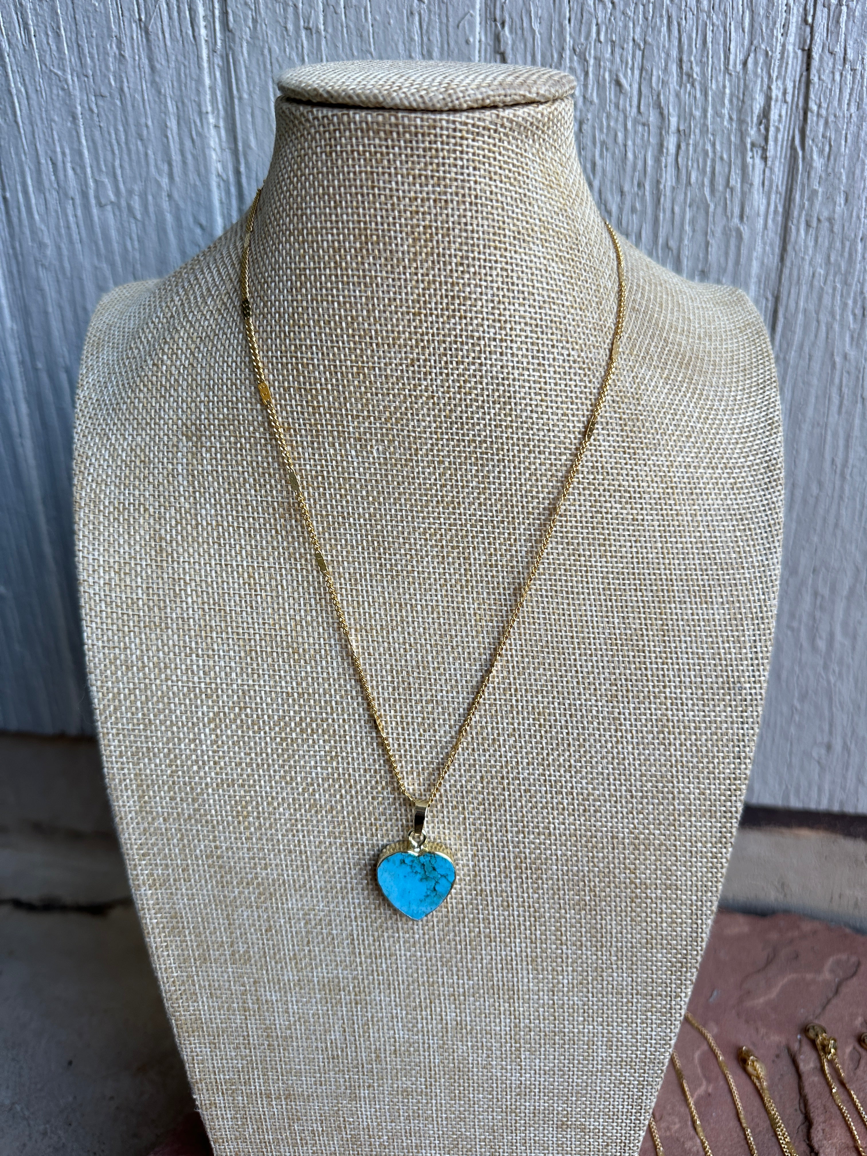 “The Golden Collection” Turquoise Heart Handmade Turquoise Gold Plated Necklace 18 Inches