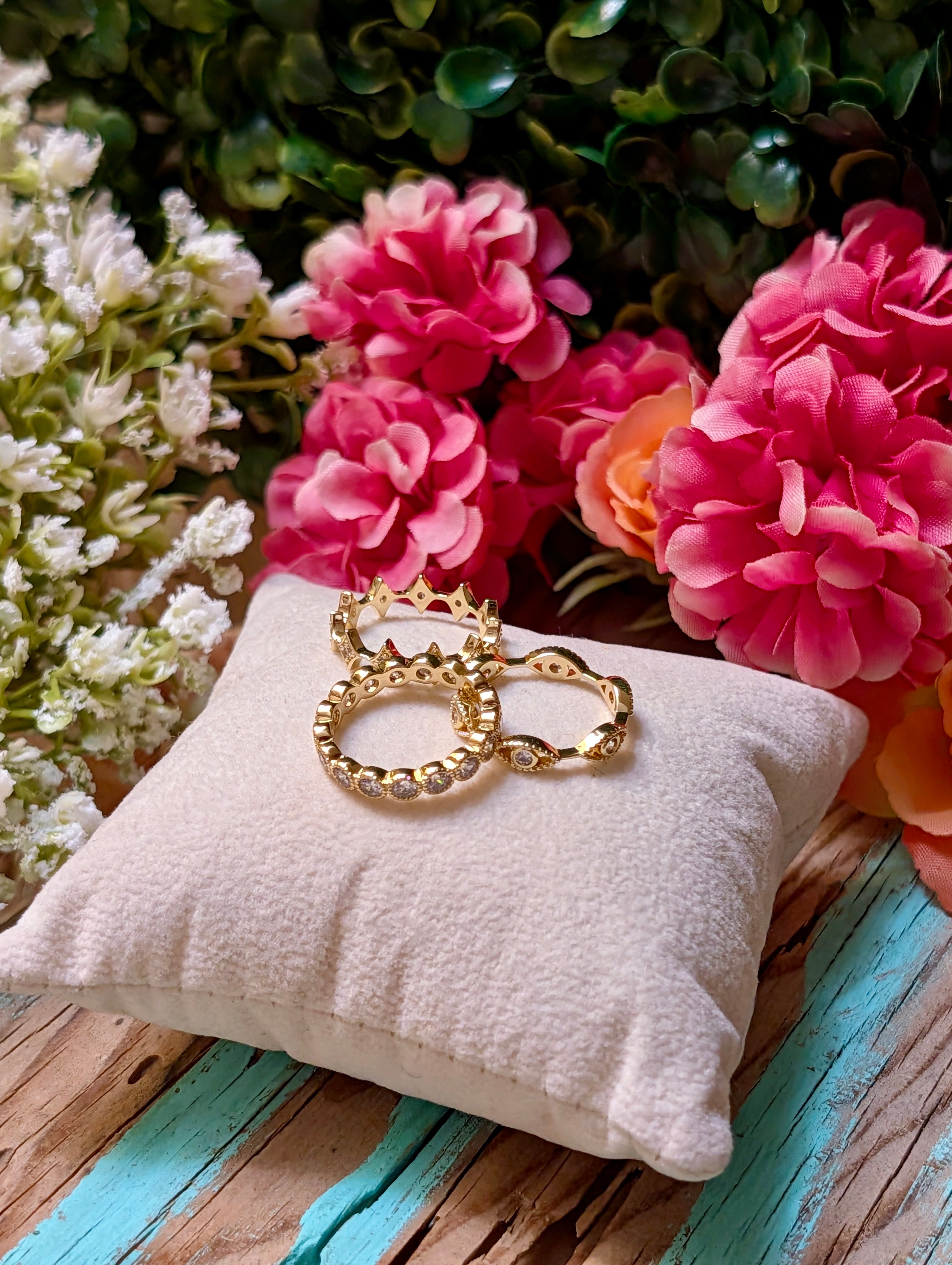 CZ 14k Gold Stacking Ring Set of 3