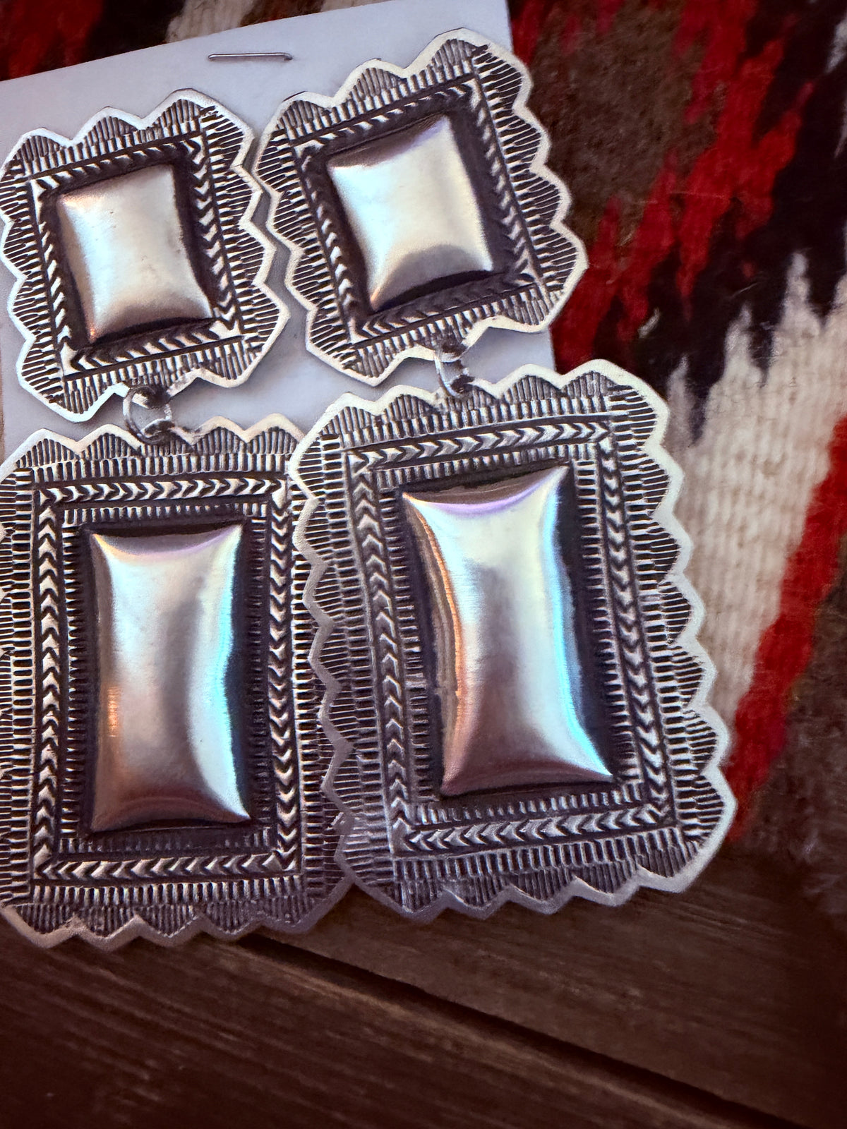Handcrafted Sterling Silver Concho Dangle Earrings by Leander Tahe