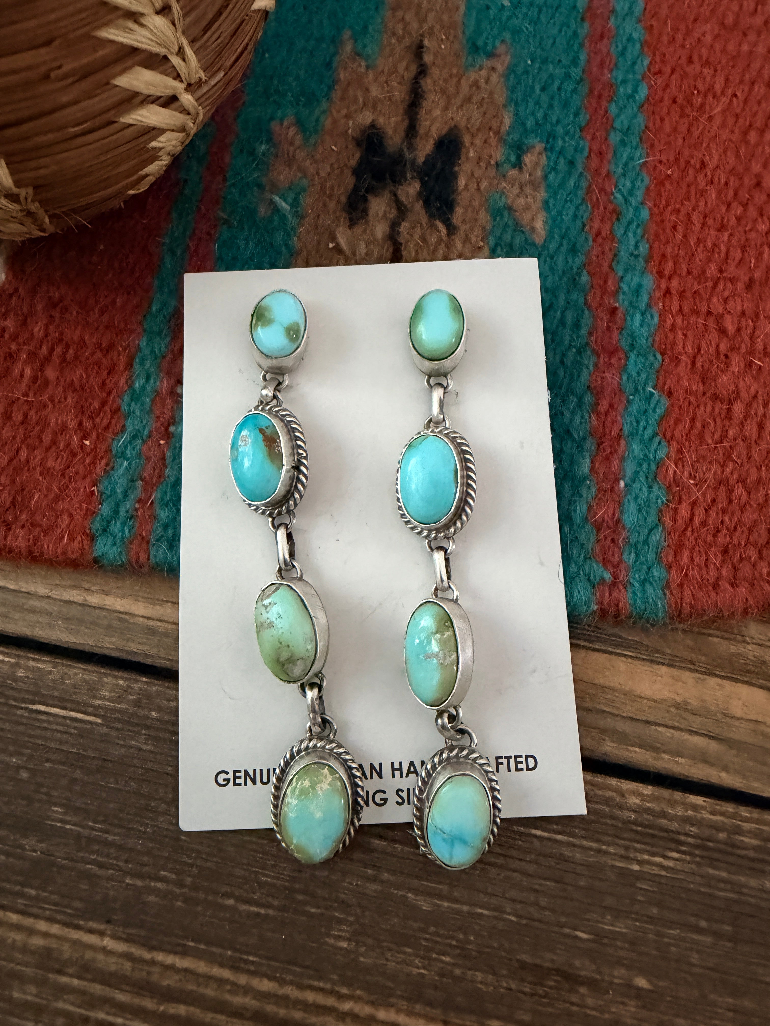 Handcrafted Sonoran Mountain Turquoise & Sterling Silver Dangle Earrings