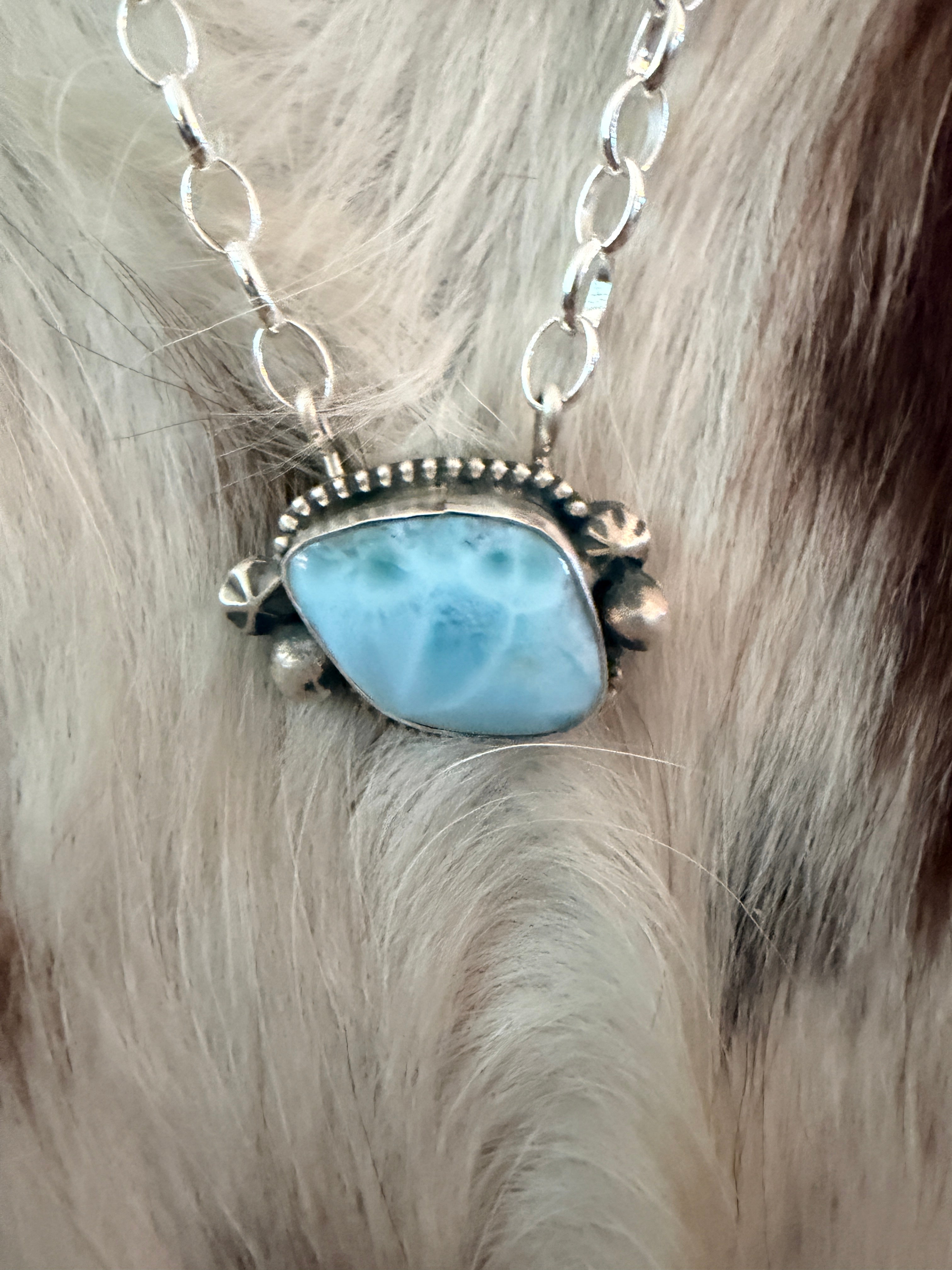 Handmade Sterling Silver & Larimar Necklace