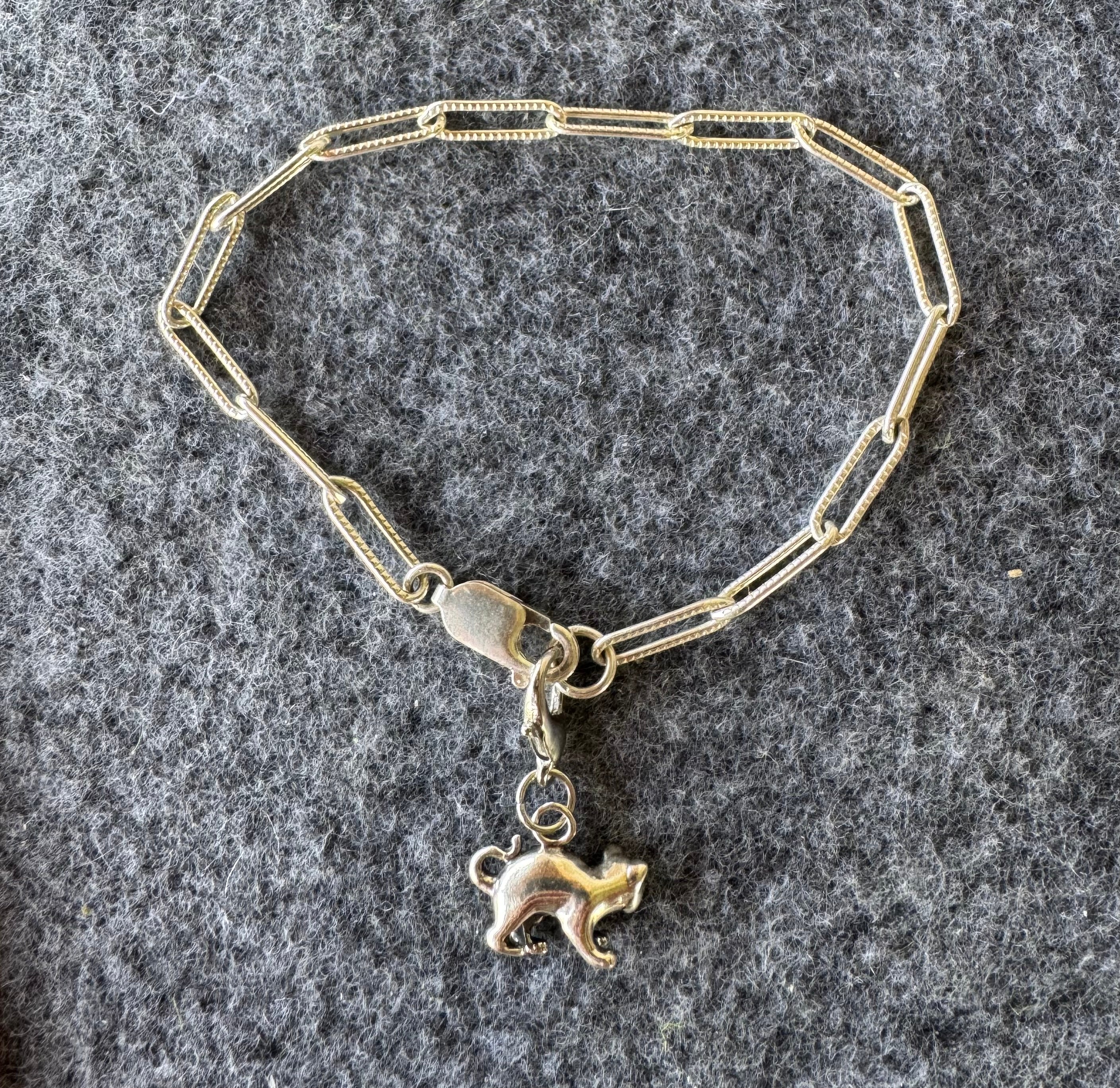 Handcrafted Sterling Silver Cat Charm