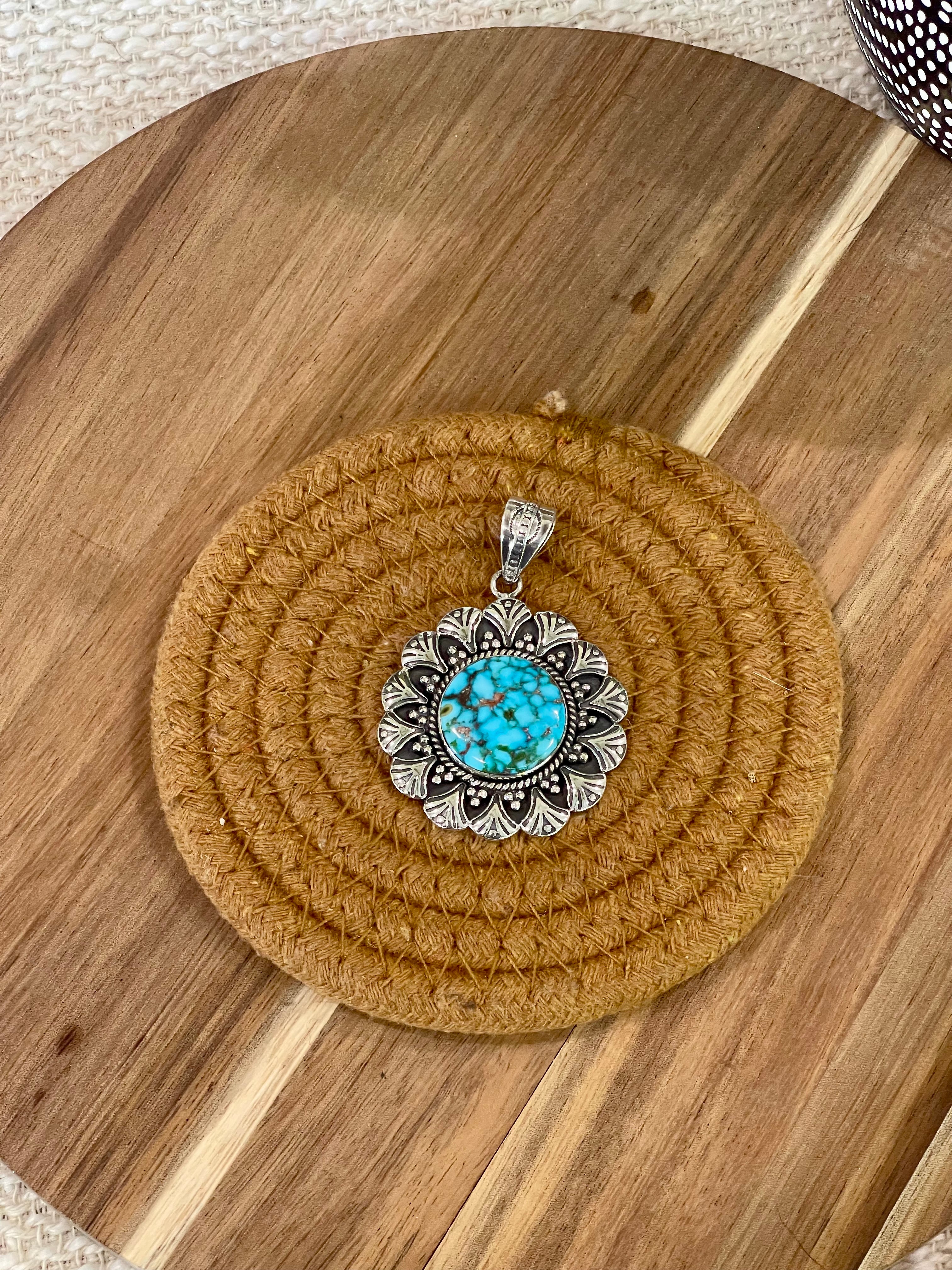 Handmade Sterling Silver & Sonoran Mountain Turquoise Pendant