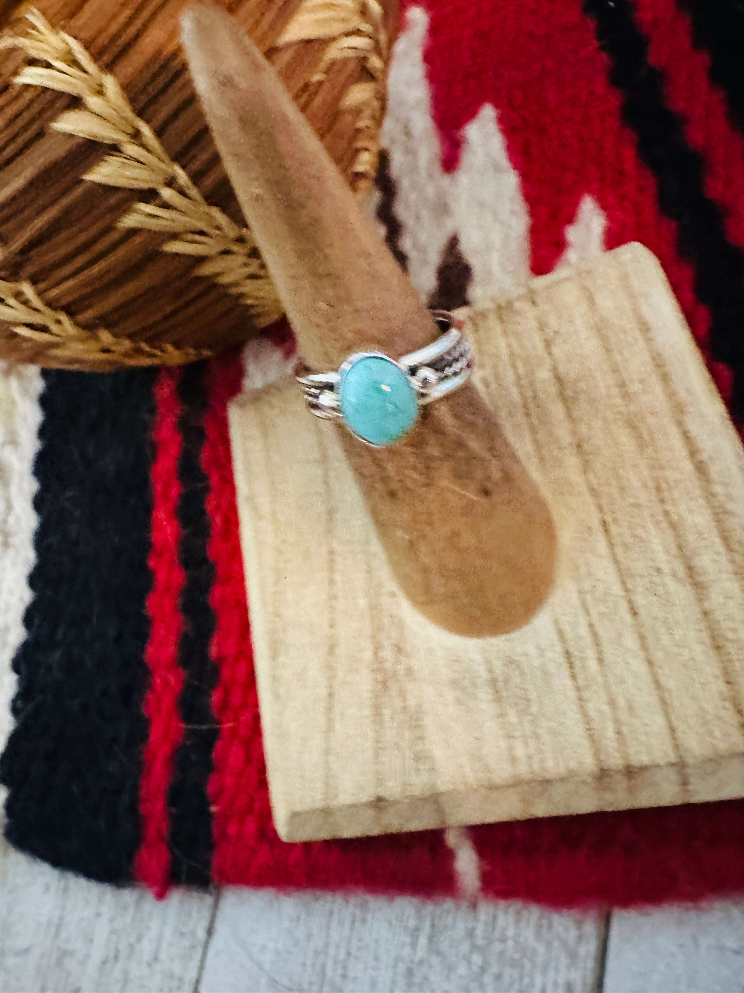 Navajo Turquoise & Sterling Silver Ring Size 5