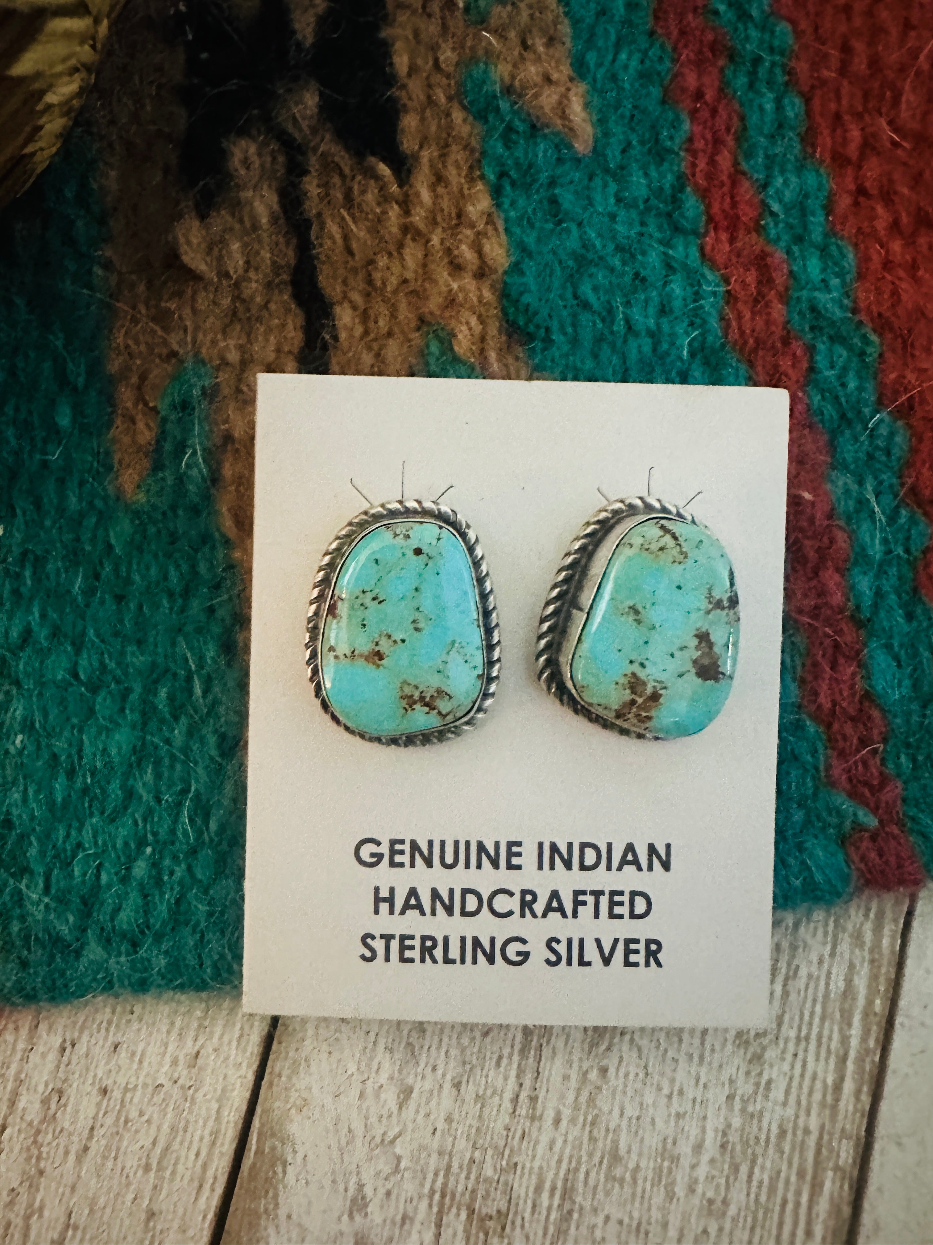 Vintage outlets Sterling Silver Natural Turquoise Post Earrings