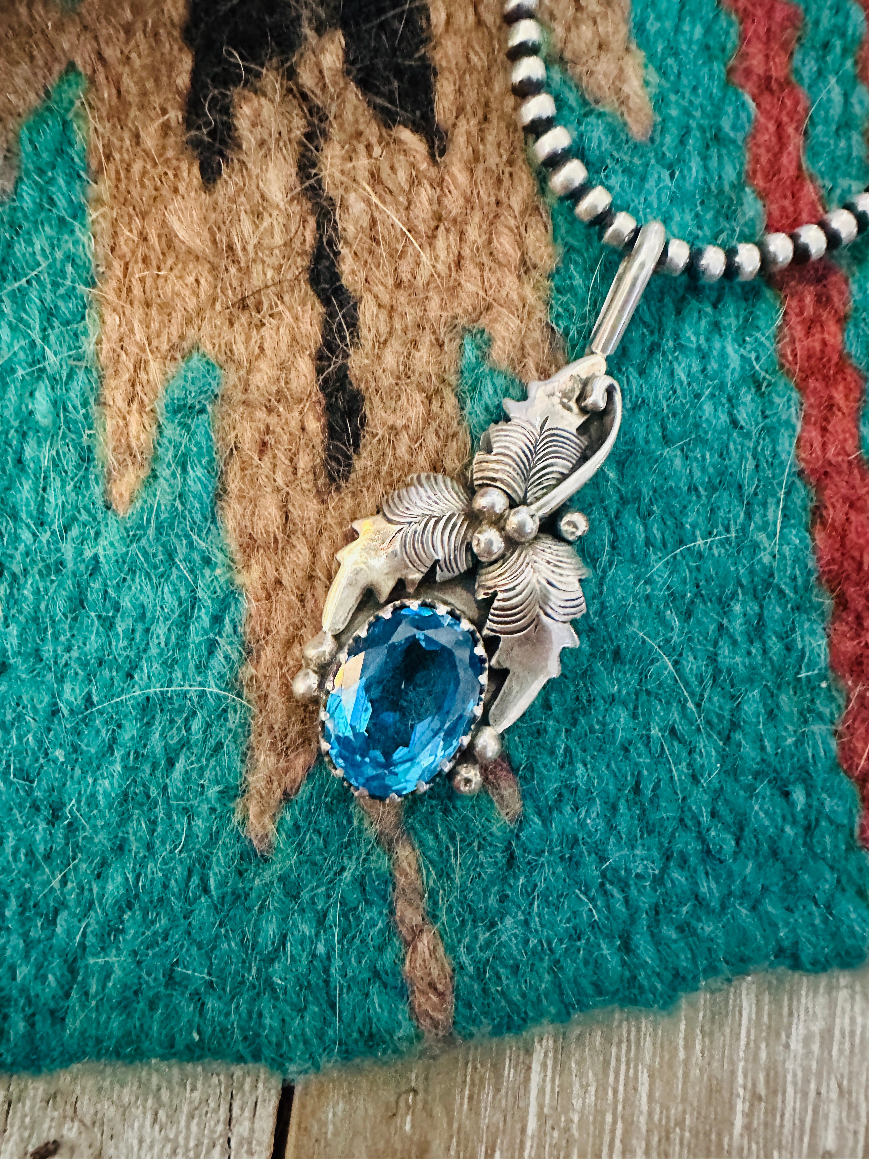 Handcrafted Old Pawn Sterling Silver & Topaz Pendant