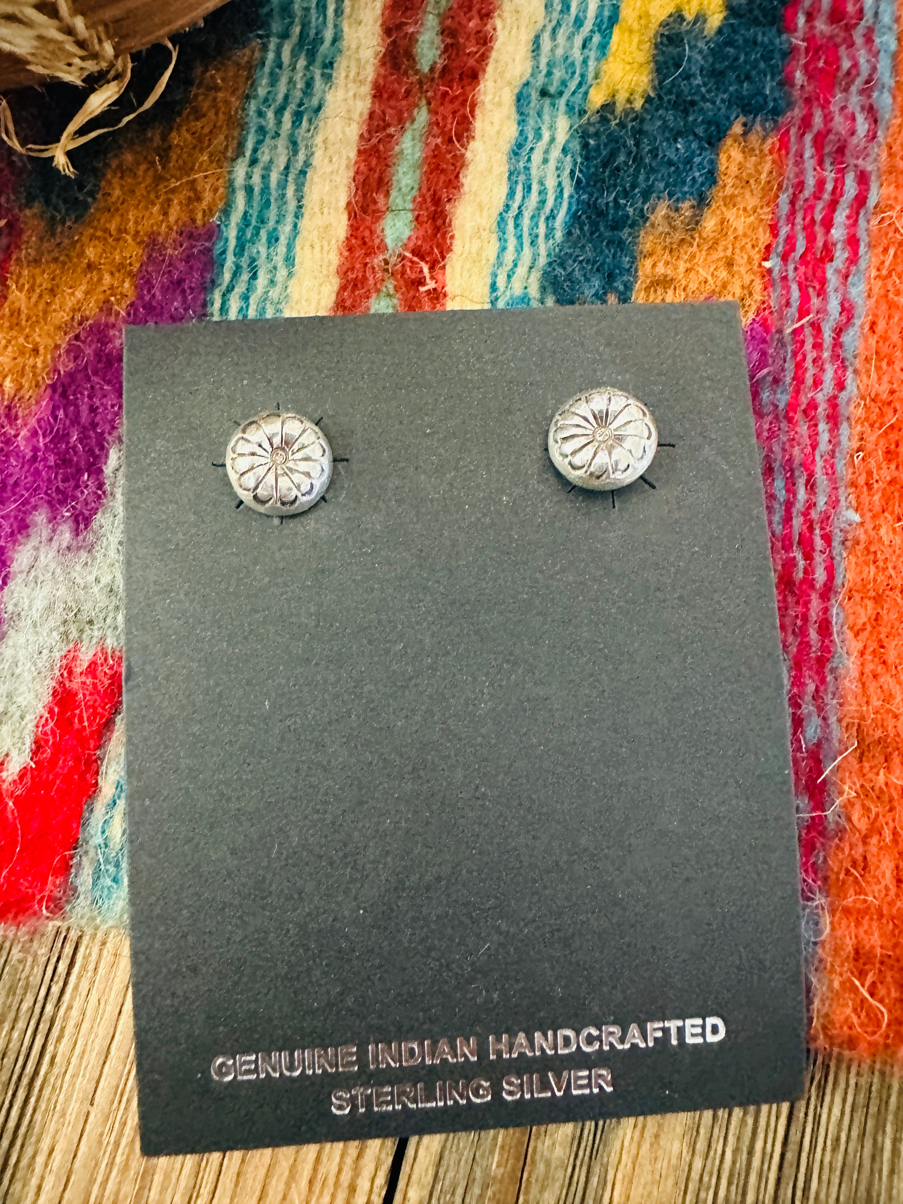 Handcrafted Sterling Silver Concho Stud Earrings