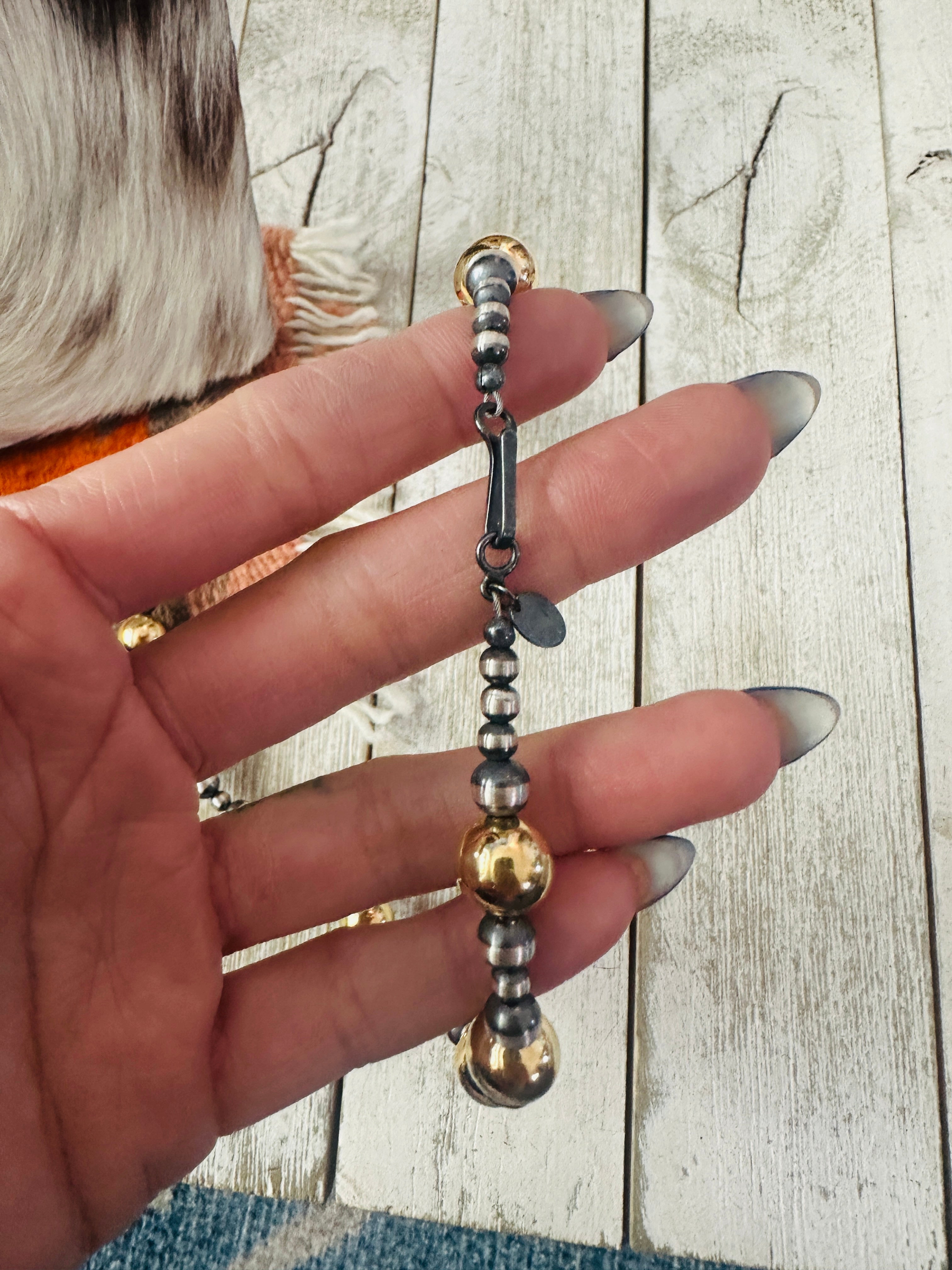 Handcrafted Sterling Silver & Gold Beaded Necklace