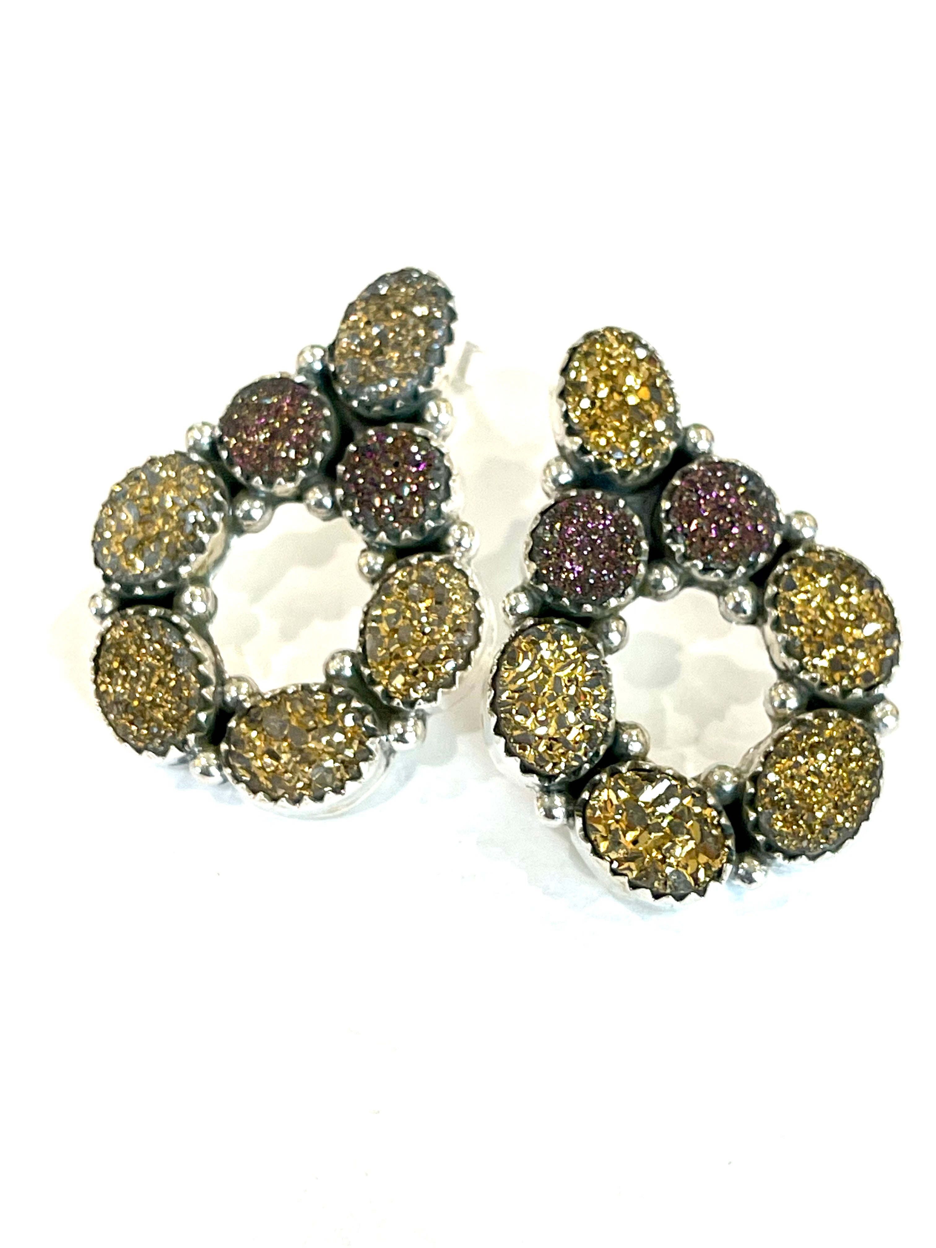 Handmade Sterling Silver & Druzy Post Earrings