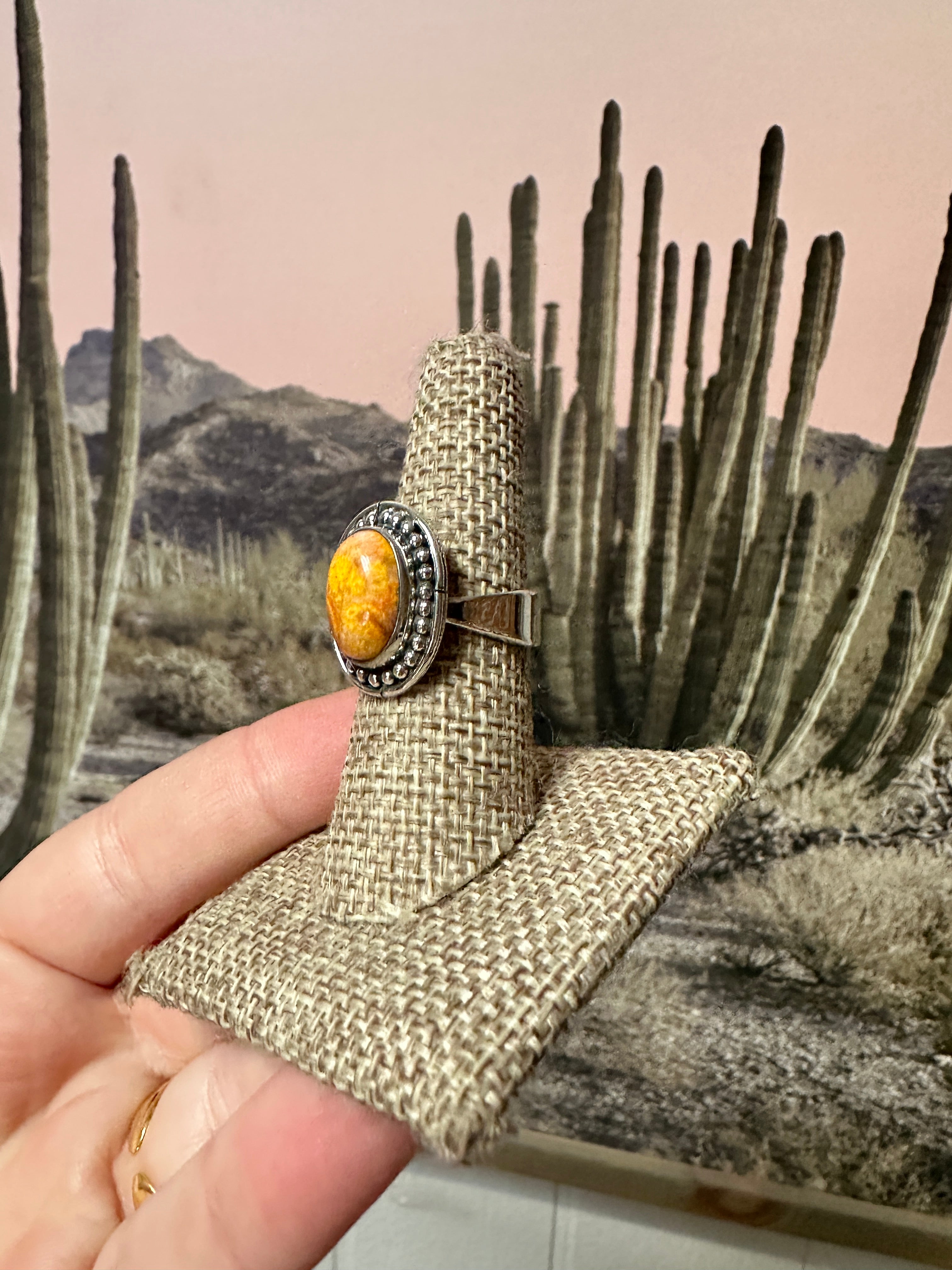 Handmade Sterling Silver & Bumble Bee Silver Ball Adjustable Ring