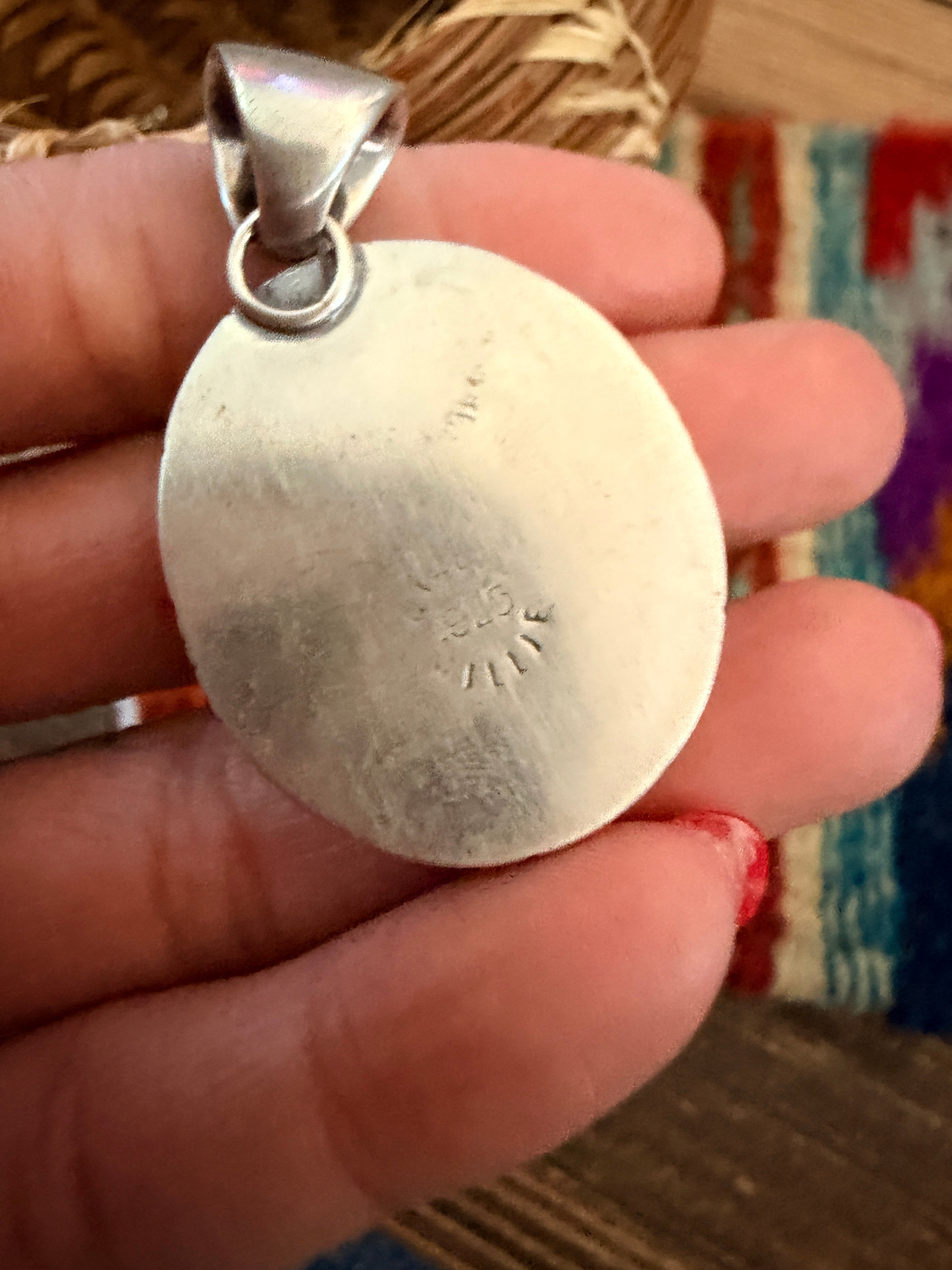 Handcrafted Turquoise and Sterling Silver Pendant by Wydell Billie