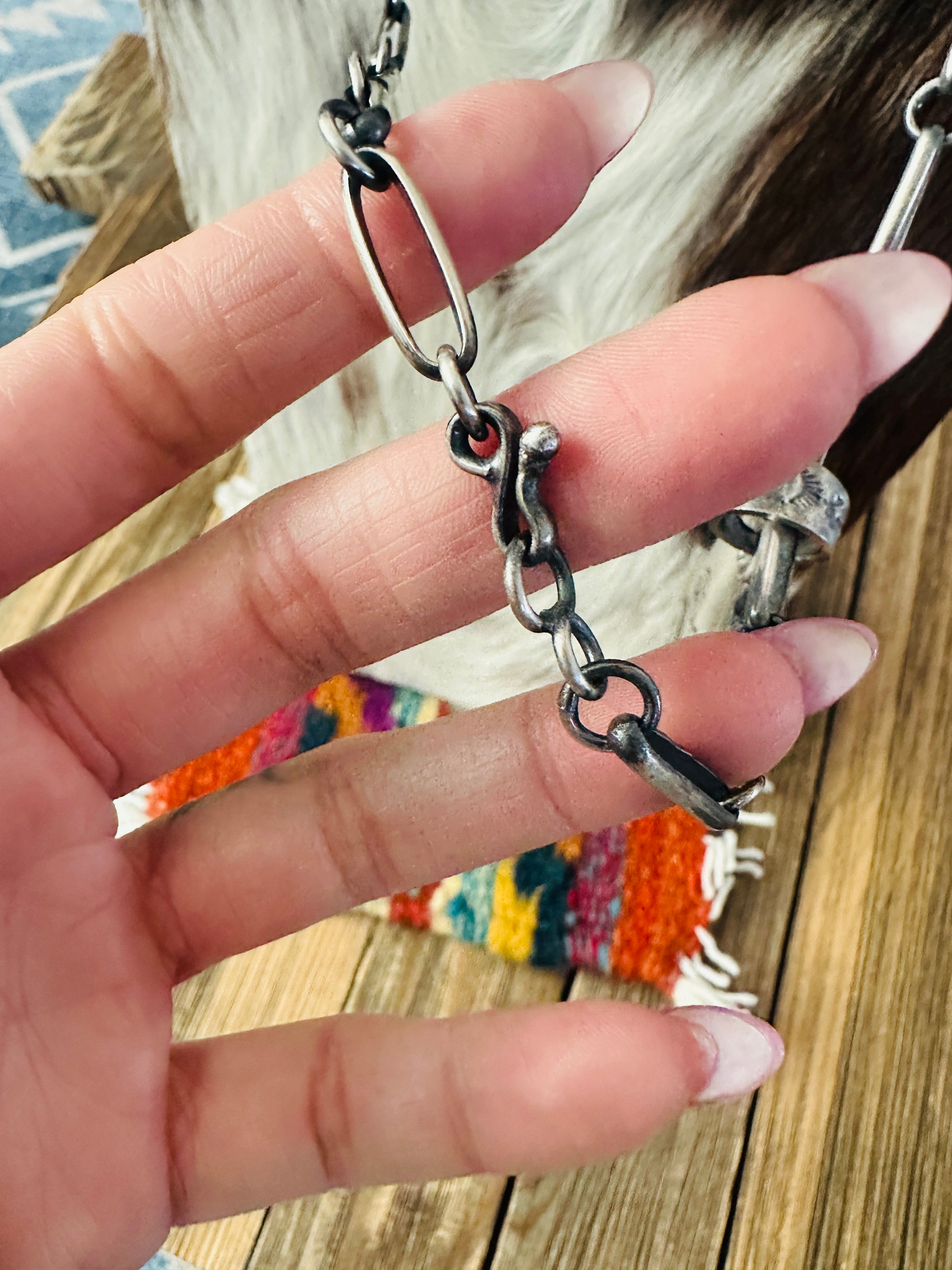 Handcrafted Turquoise & Sterling Silver Cluster Necklace by Kevin Billah