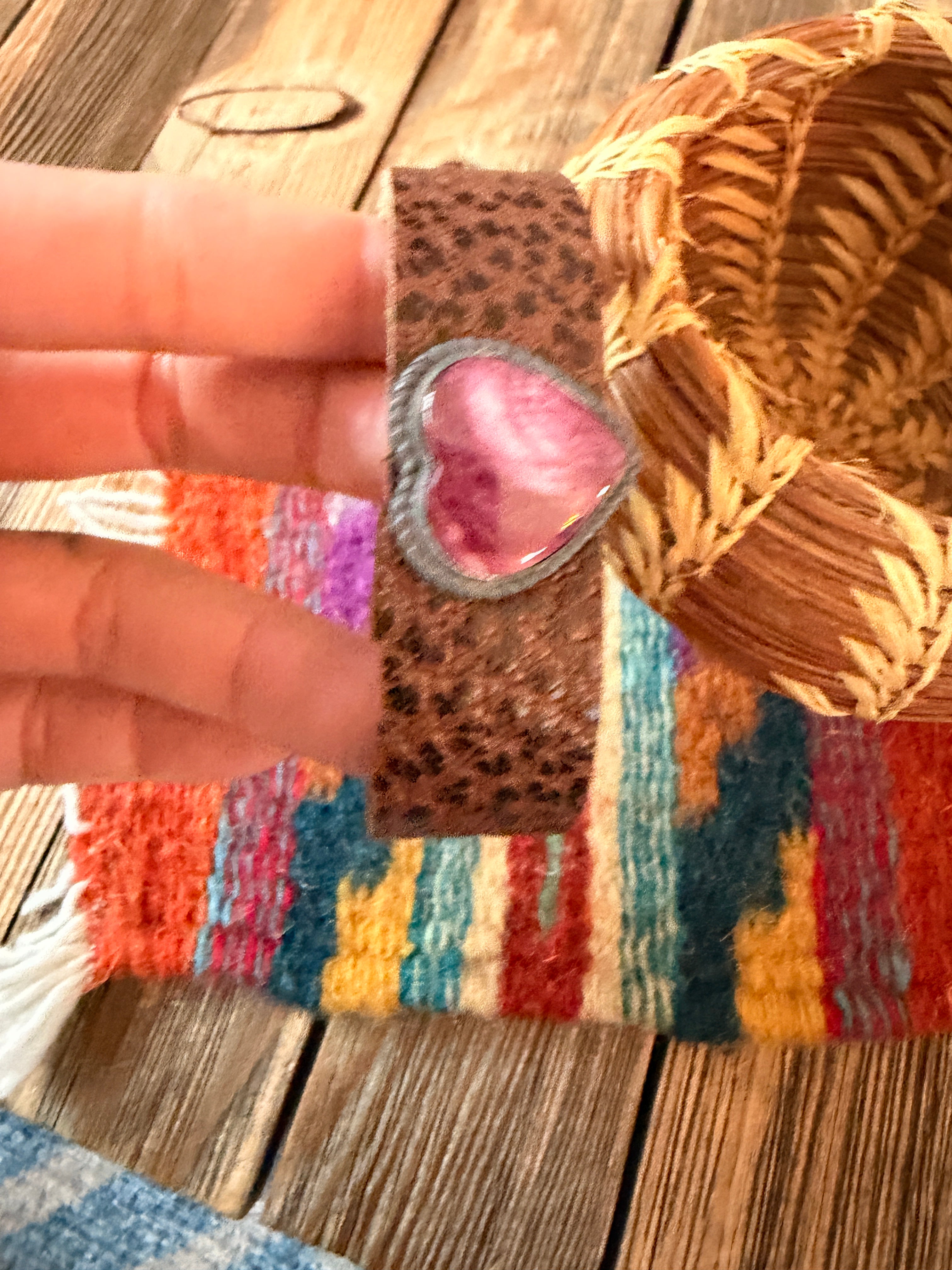 Handcrafted Purple Spiny & Sterling Silver Leather Heart Bracelet