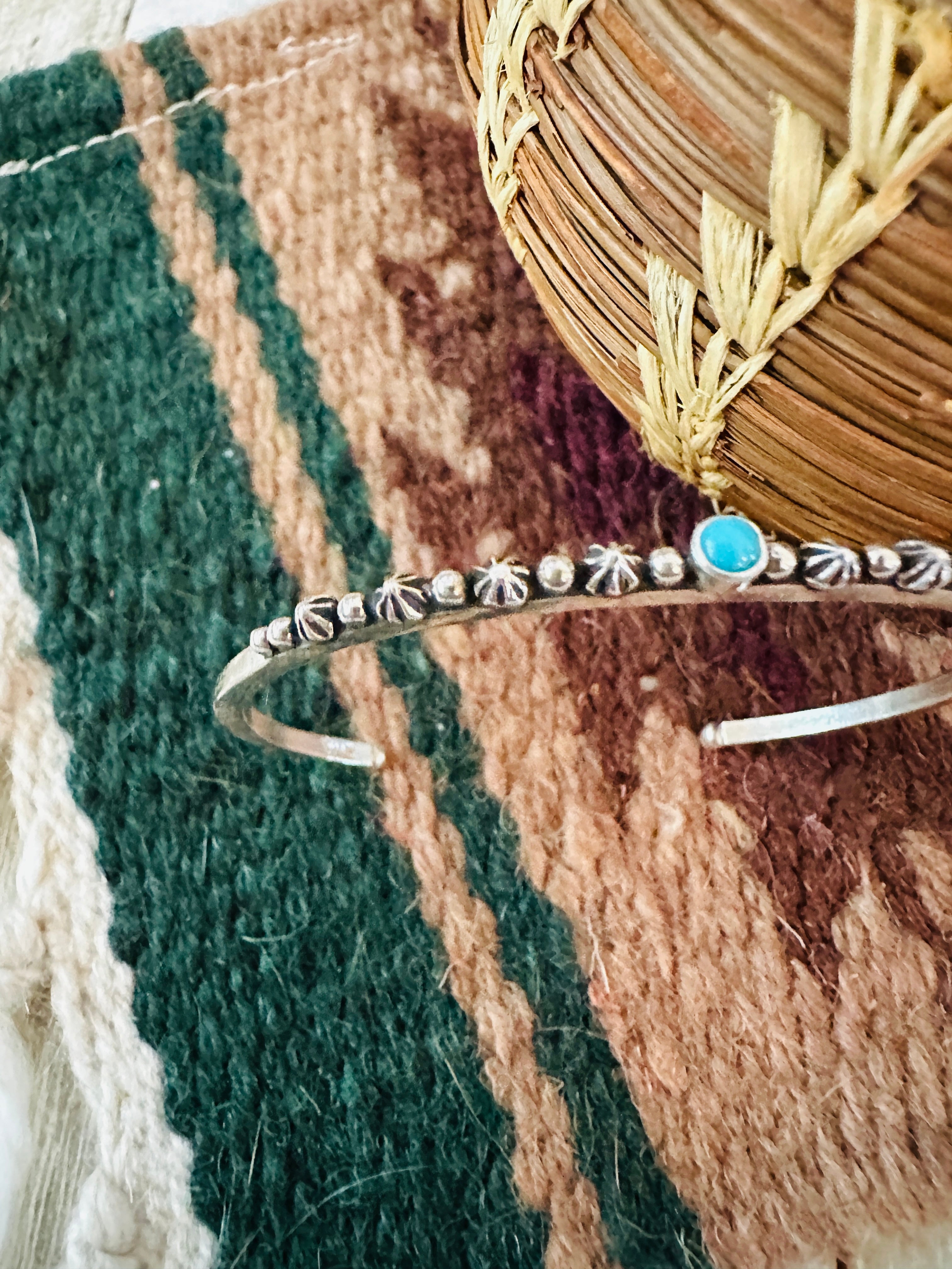 Handcrafted Sterling Silver & Kingman Turquoise Cuff Bracelet by Raymond Coriz /