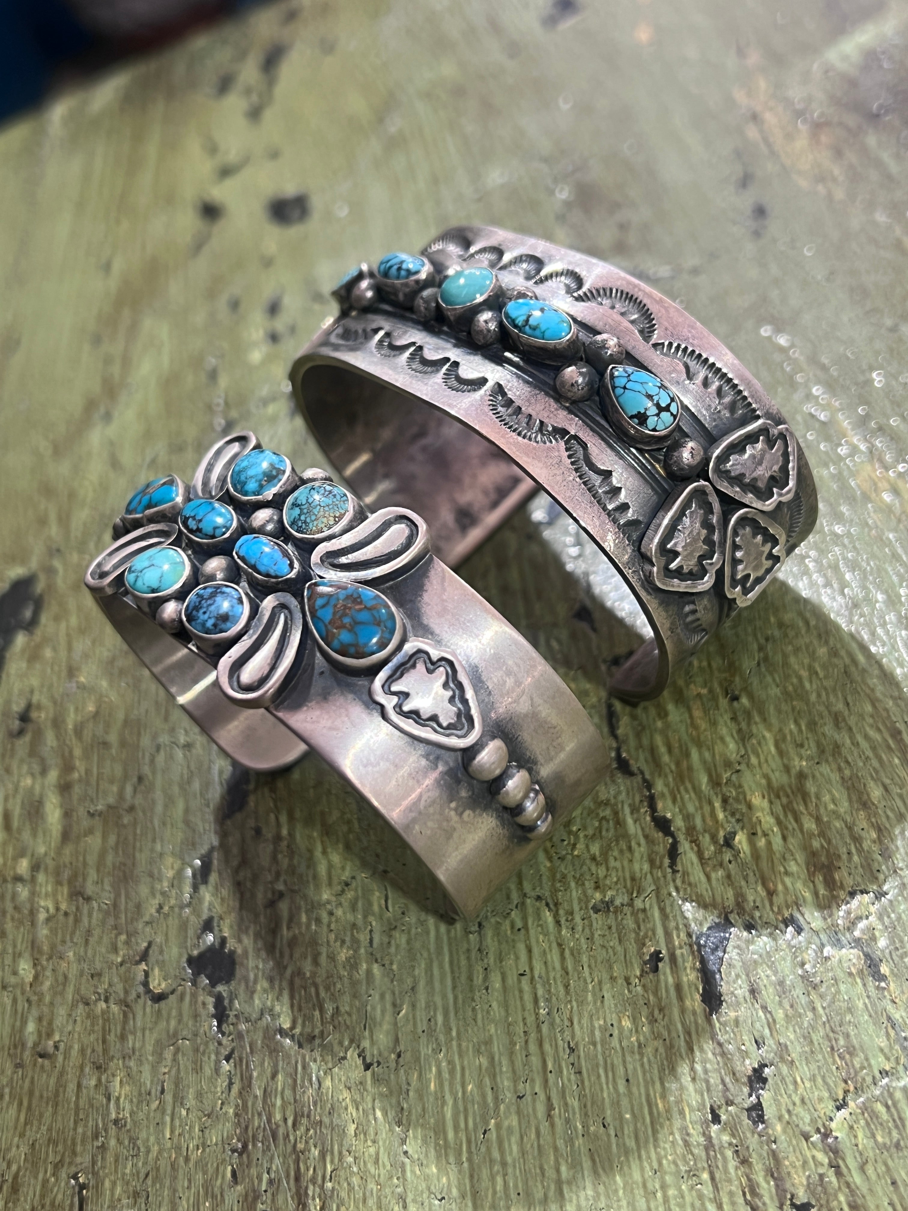 Gilbert Tom Sterling Silver and Turquoise Arrowhead Cuff Bracelets