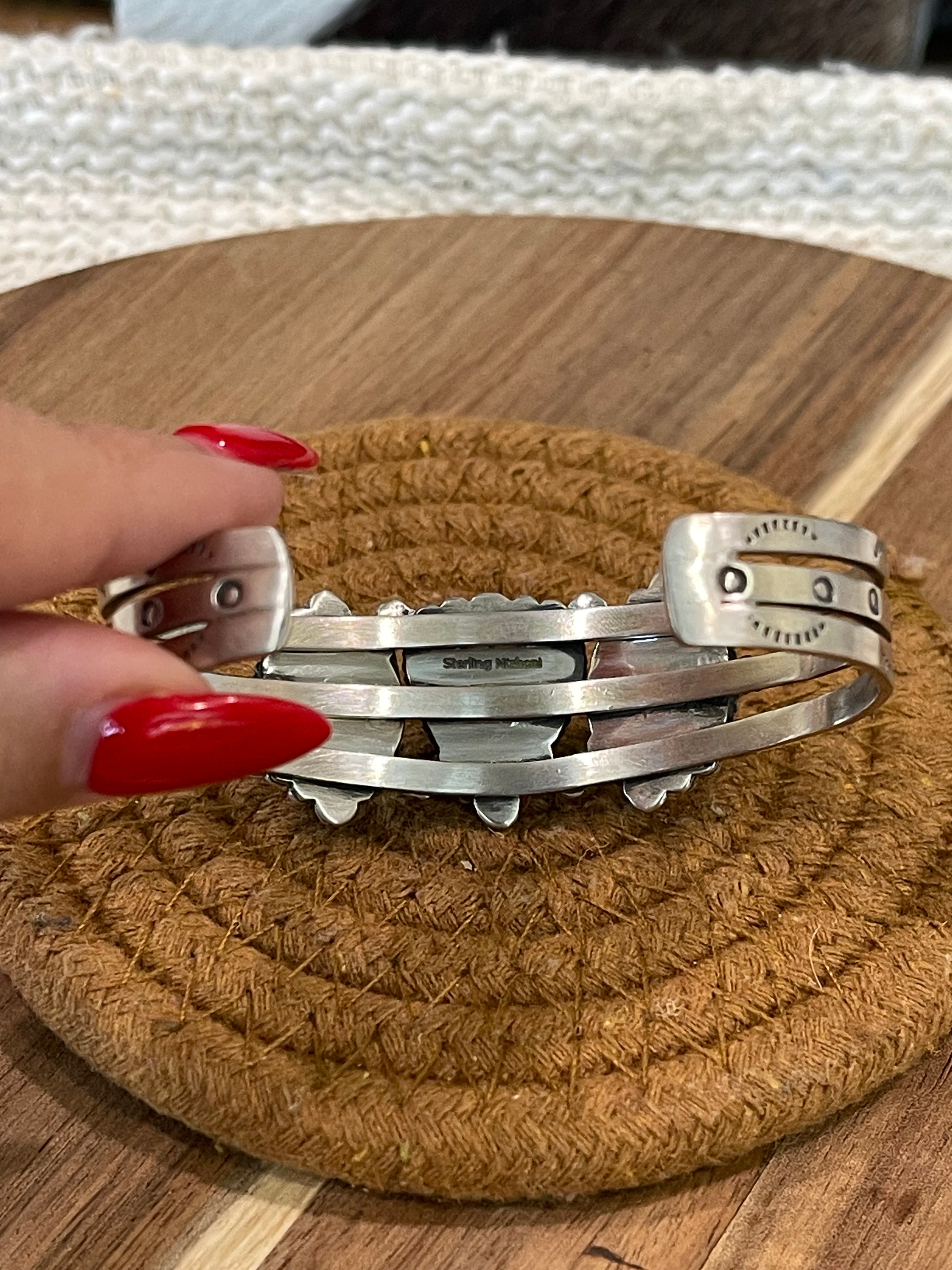 Handcrafted Sterling Silver & Sonoran Mountain 3 Stone Cuff Bracelet