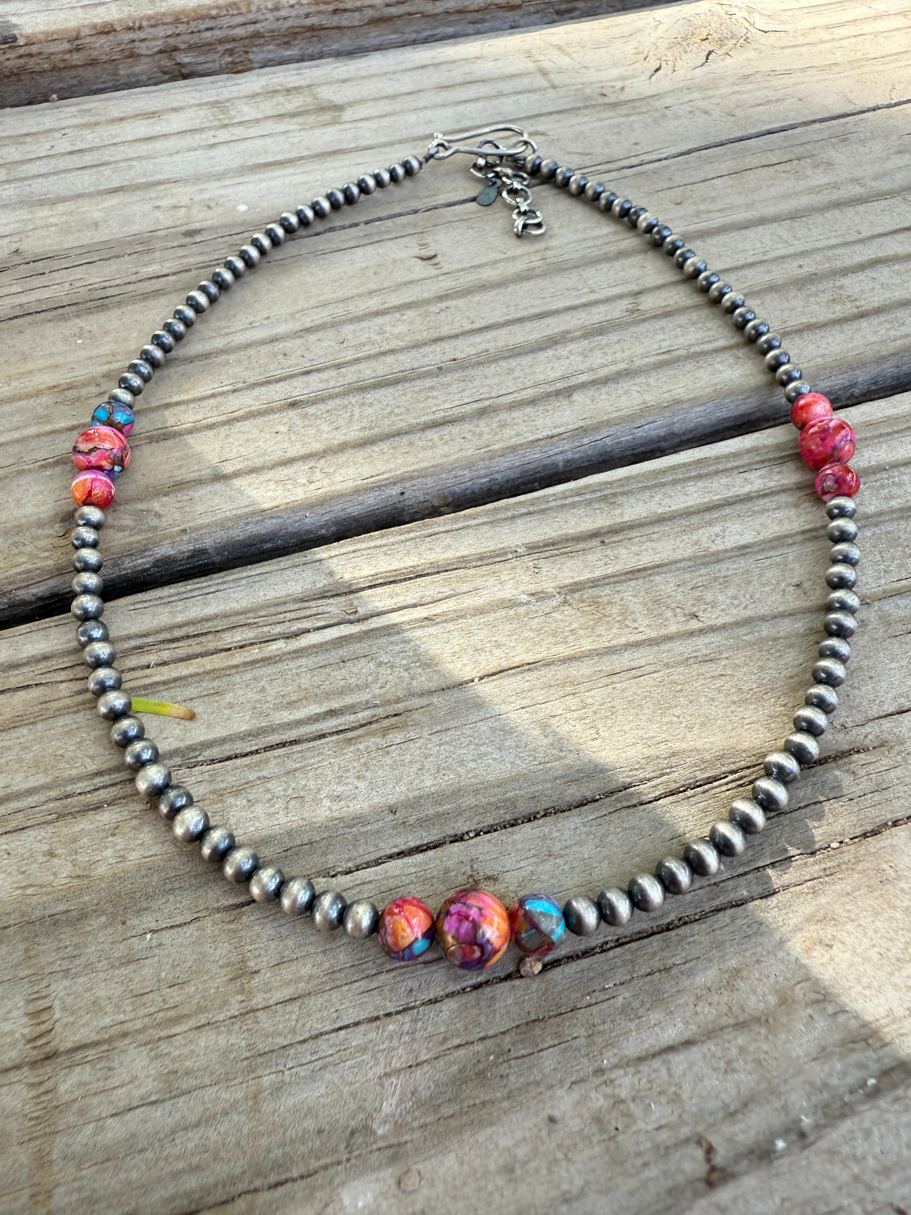 Handmade Pink Dream & Sterling Silver Beaded Necklace 16-18 inch