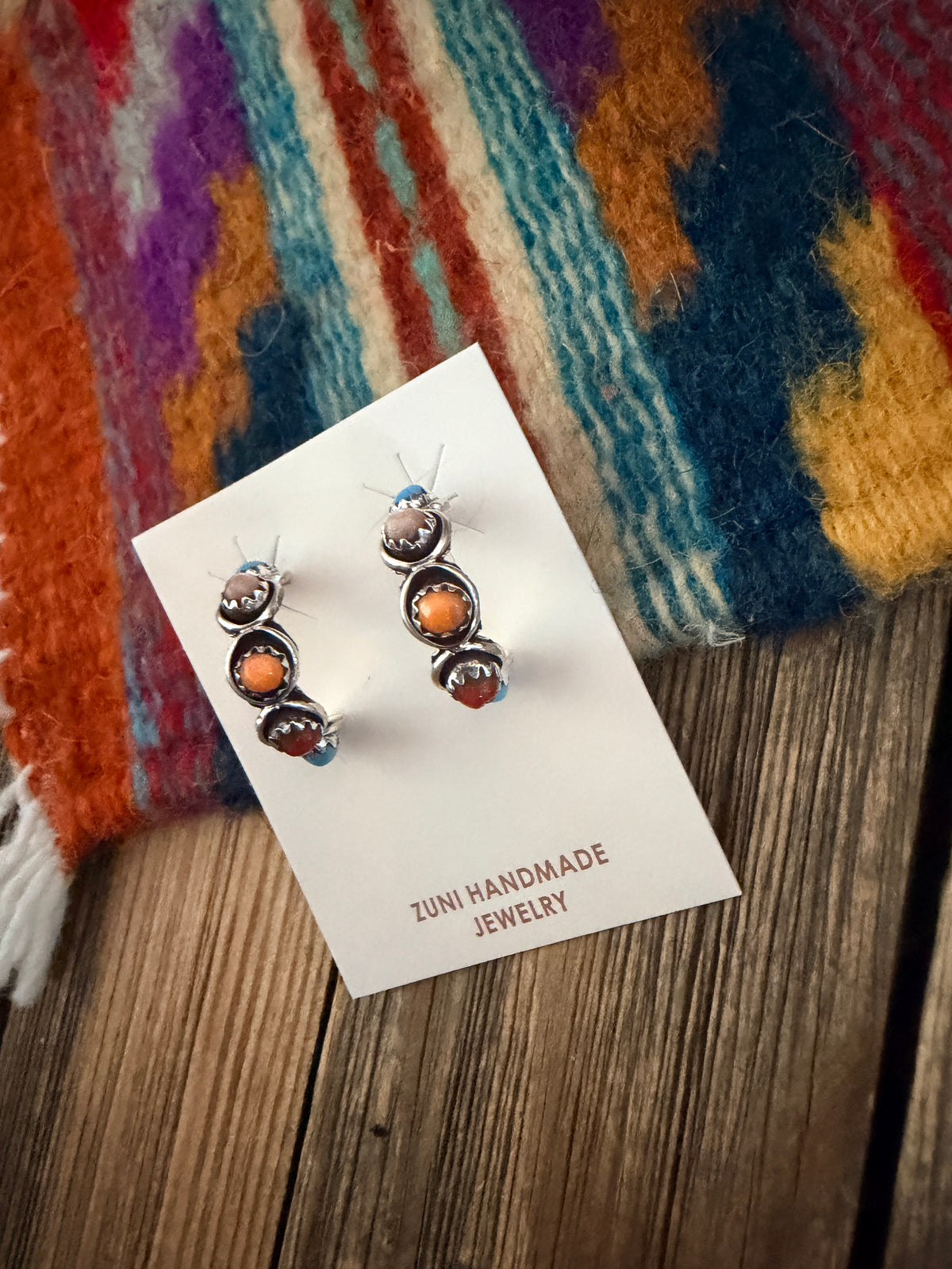 Handcrafted Sterling Silver & Multi Stone Snake Eye Hoop Earrings
