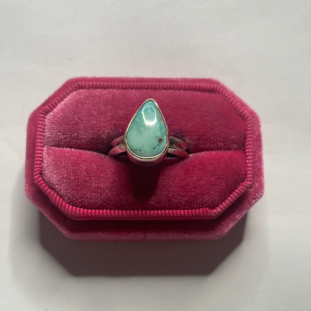 Navajo Turquoise Sterling Silver Teardrop Ring