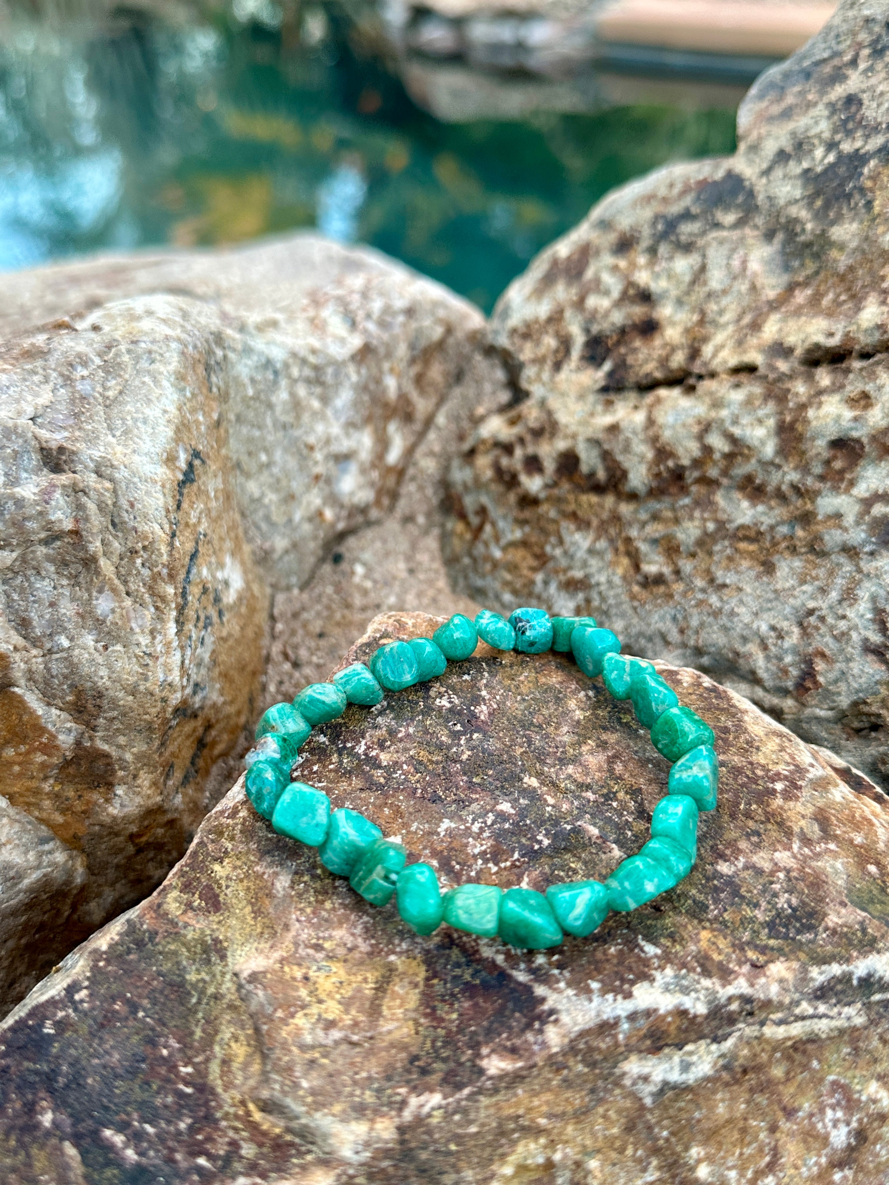 Green Amazonite Nugget Stretch Bracelet