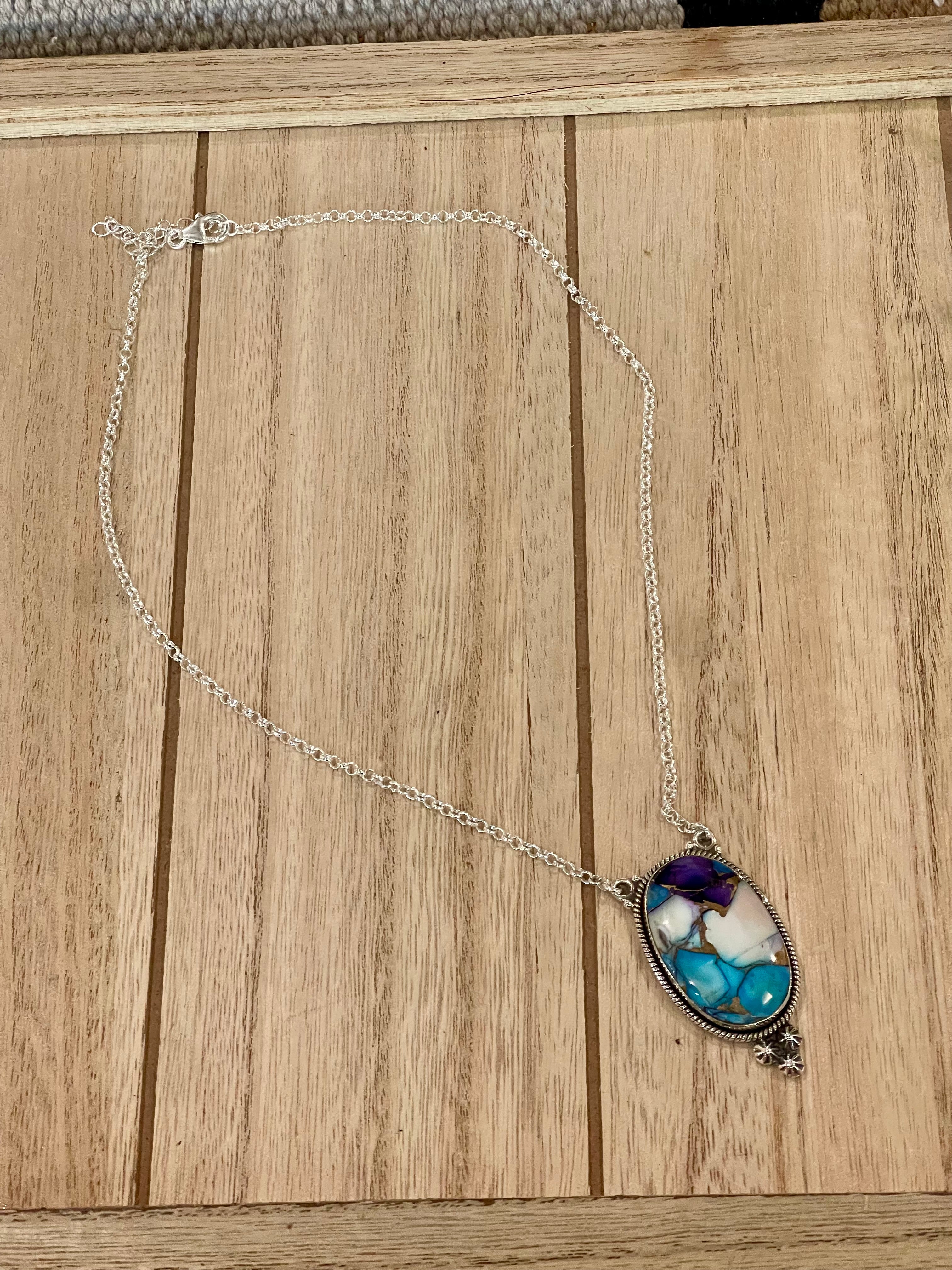 Handmade Sterling Silver & Purple Dream Mojave Heart Necklace