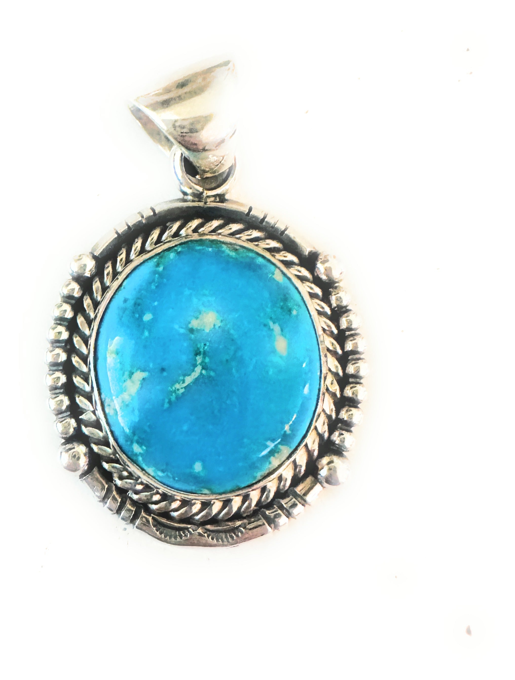 Navajo Kingman Turquoise & Sterling Silver Pendant