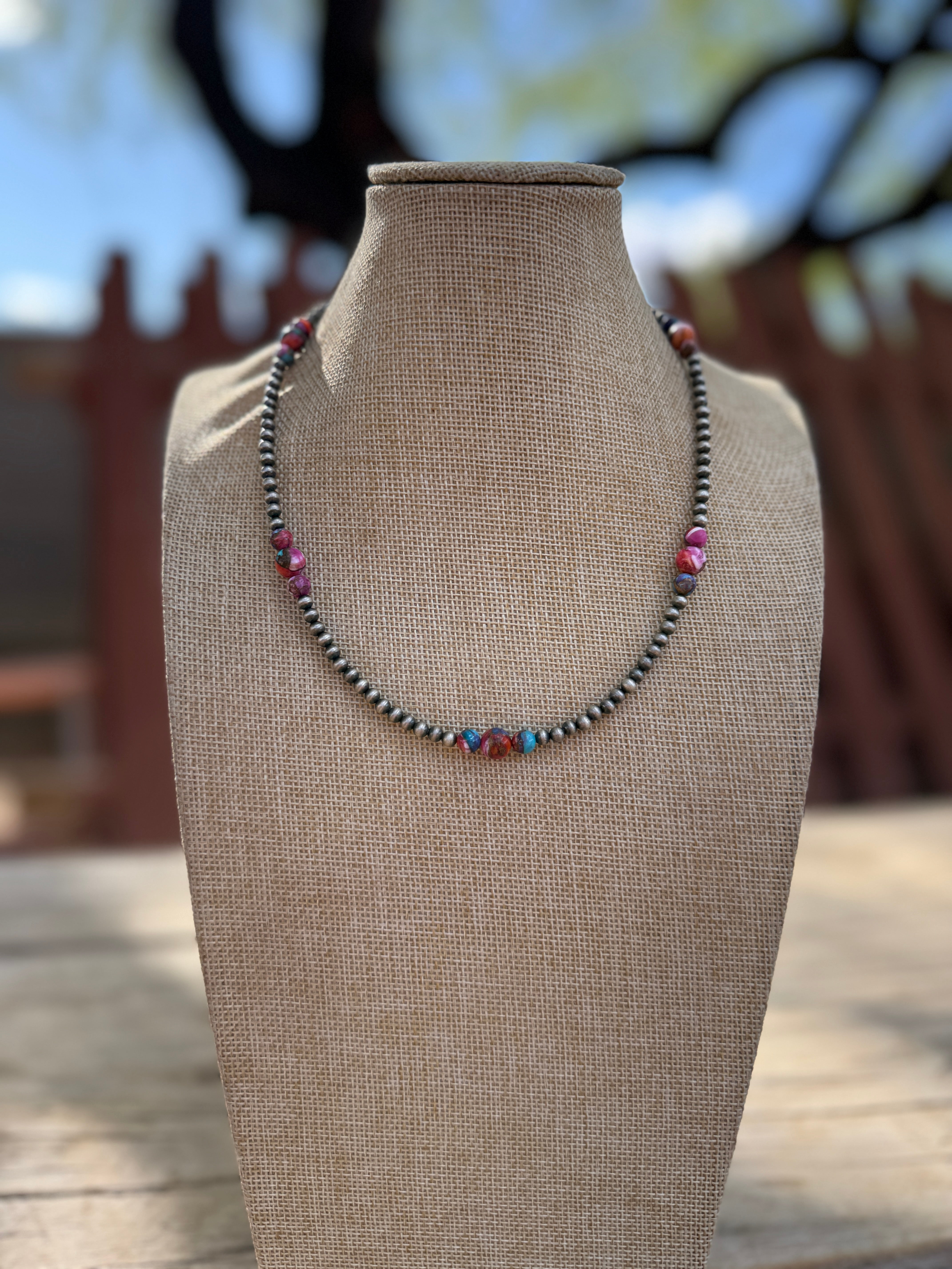 Handmade Pink Dream & Sterling Silver Beaded Necklace 18-20 inch