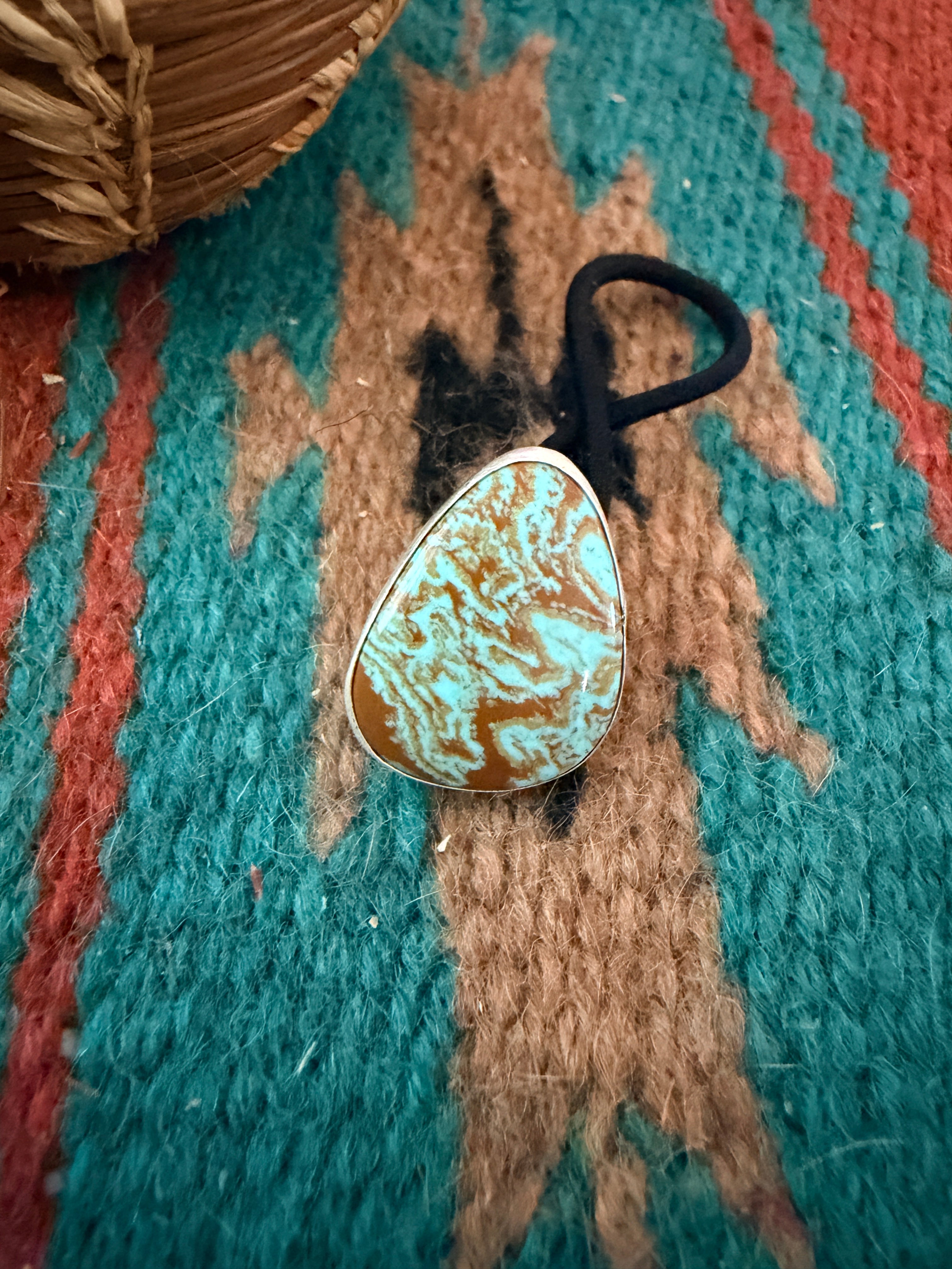 Handcrafted Turquoise & Sterling Silver Hair Tie Charm