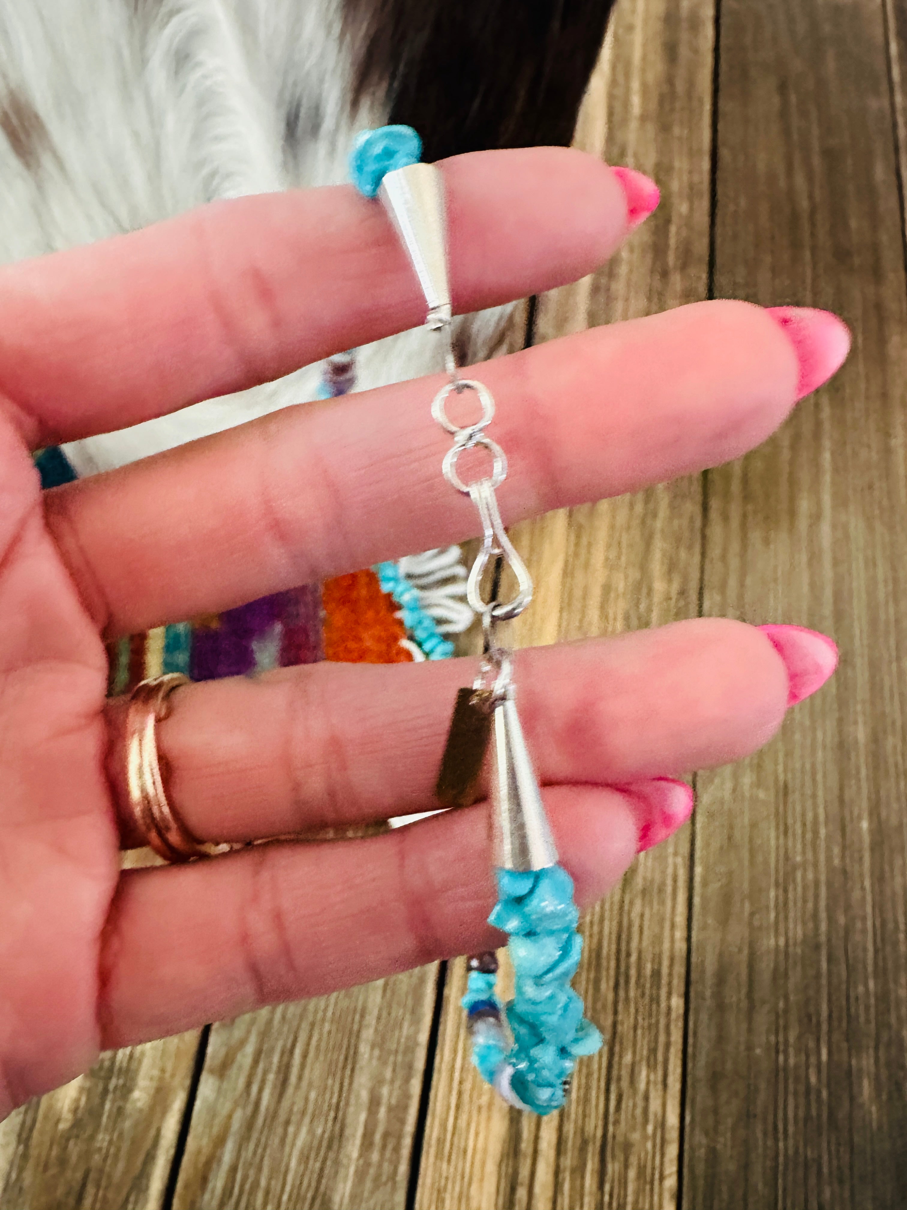 Handcrafted Multi Stone & Sterling Silver Beaded 18” Necklace by T & R Singer