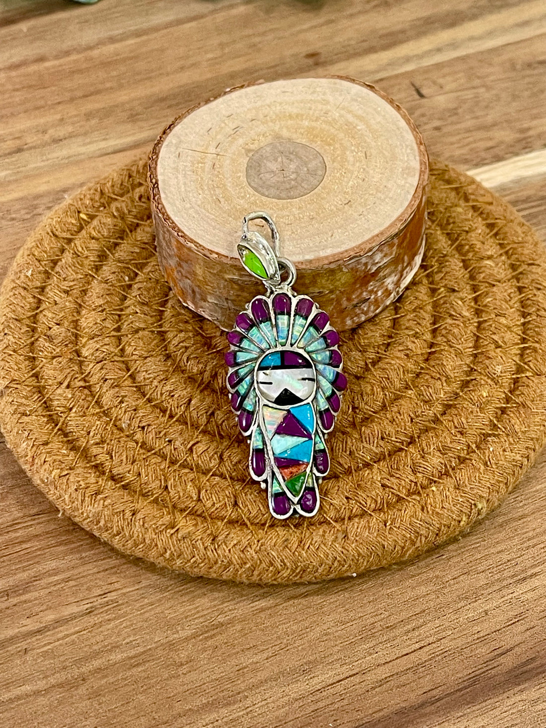 Gorgeous Handmade Sterling Silver & Multistone Kachina Pendant