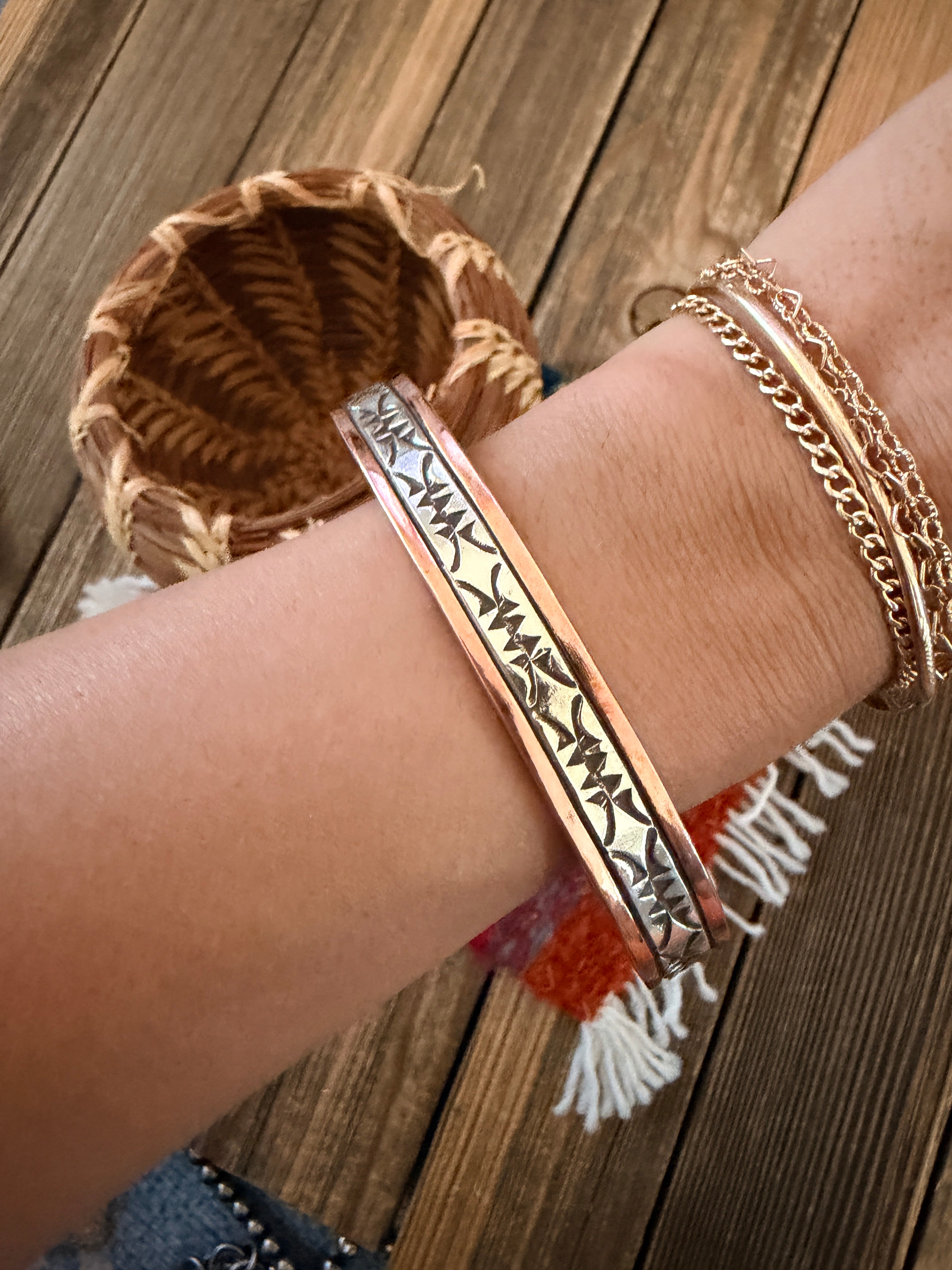 Handcrafted Copper & Sterling Silver Cuff Bracelet